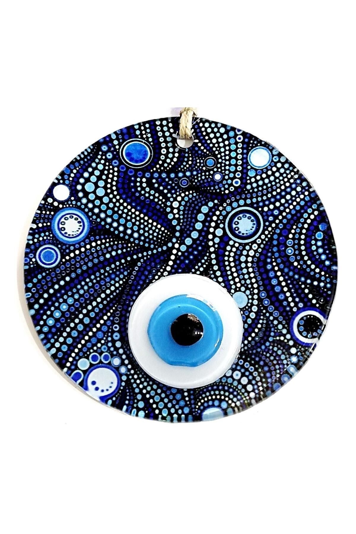 SerenityHaven 12 cm Nazar Boncuklu Füzyon Cam Duvar Süsü Şık ve Koruyucu Dekor