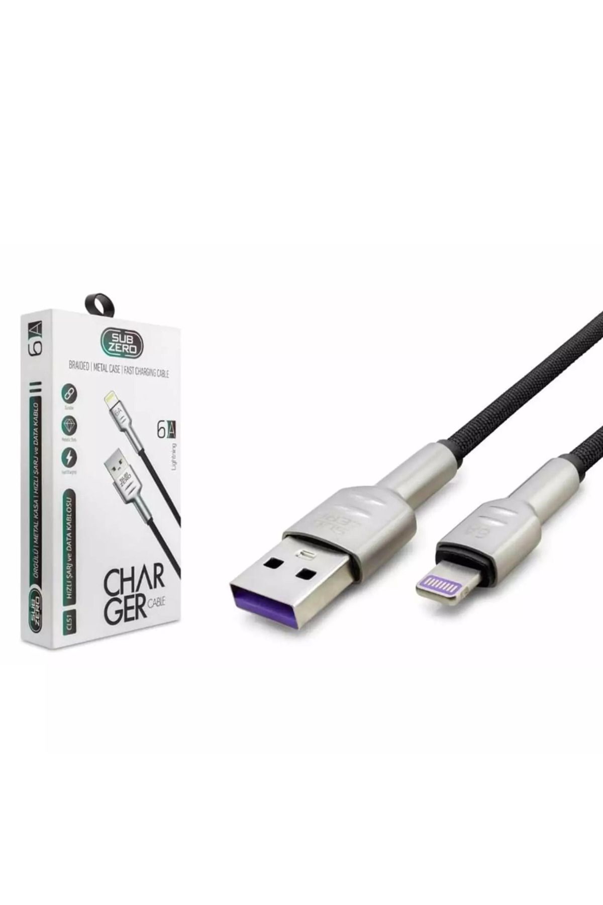 Alışveriş Express CL51 USB to Lightning Metal Başlık Örgülü Hasır Şarj ve Data Kablosu 1 mt