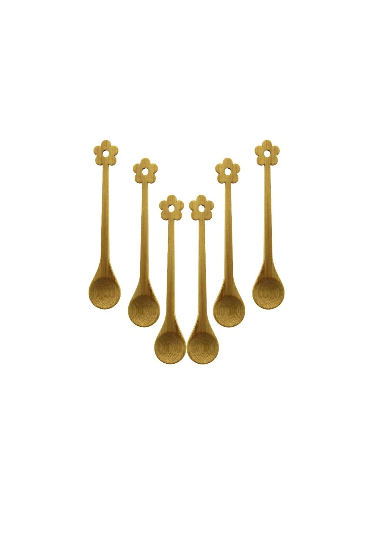 BIGBOYCL 6 Pcs Mini Bambu Ahşap Kaşık 14.5Cm