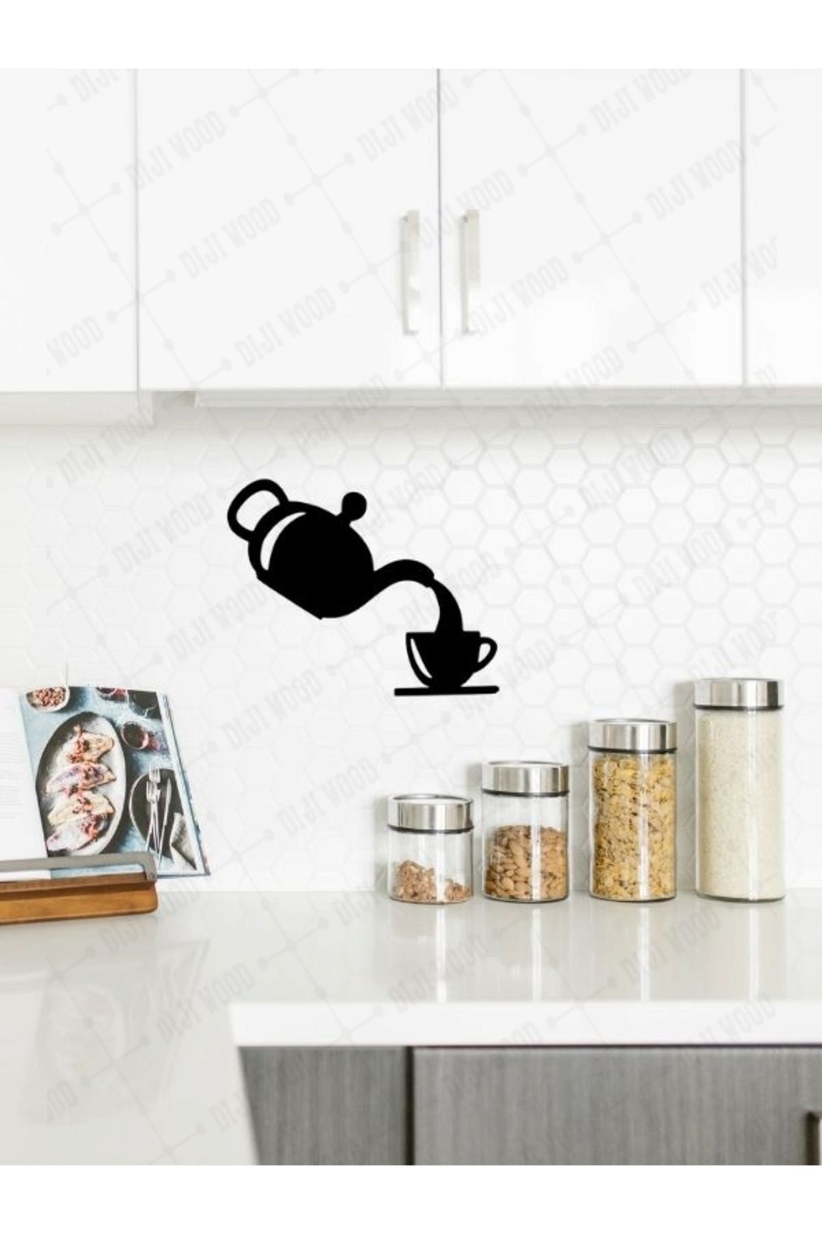 SerenityHaven Çay Temalı Ahşap Duvar Dekoru