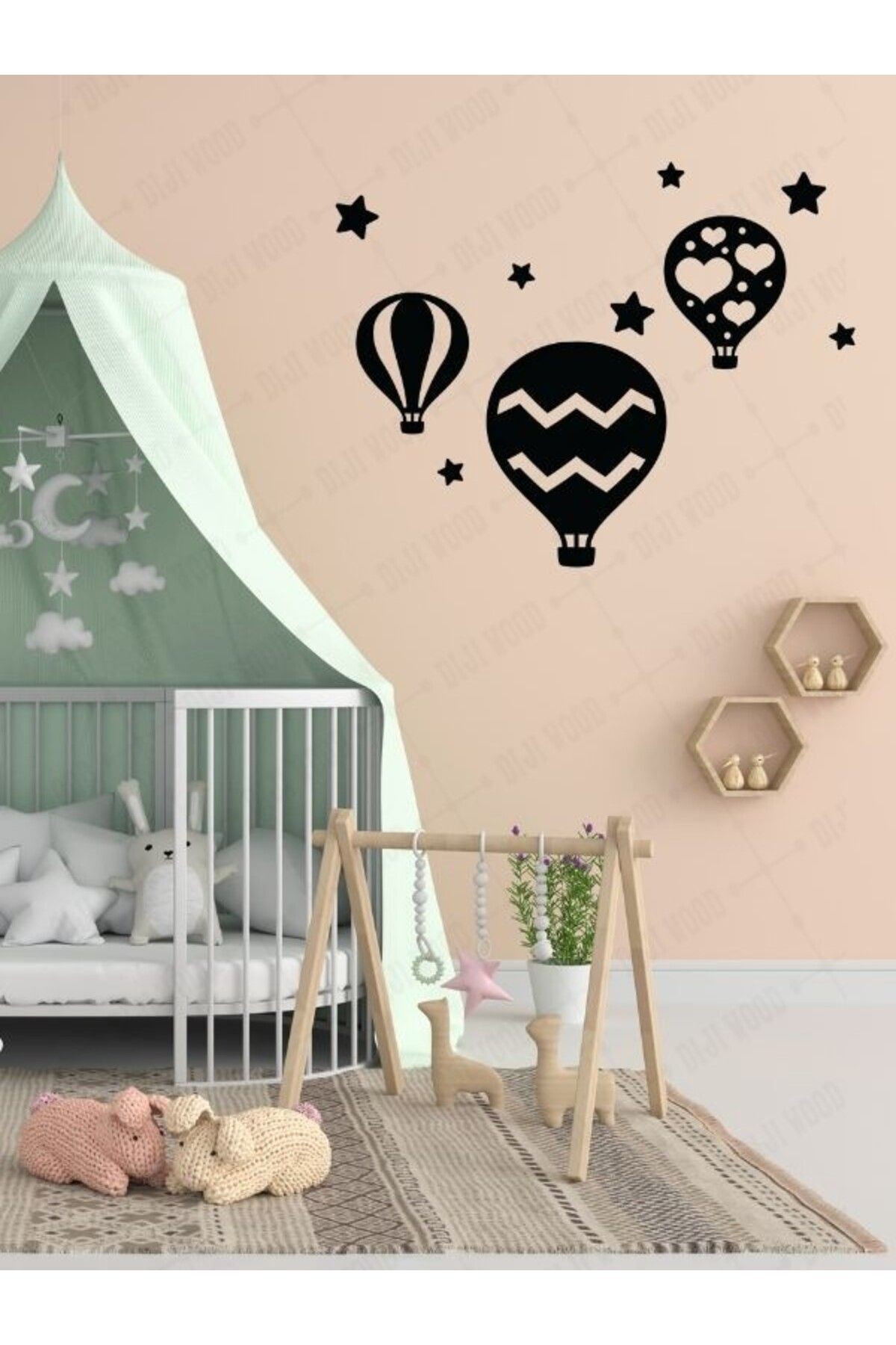 SerenityHaven Sevimli Sıcak Hava Balonu Duvar Süsü