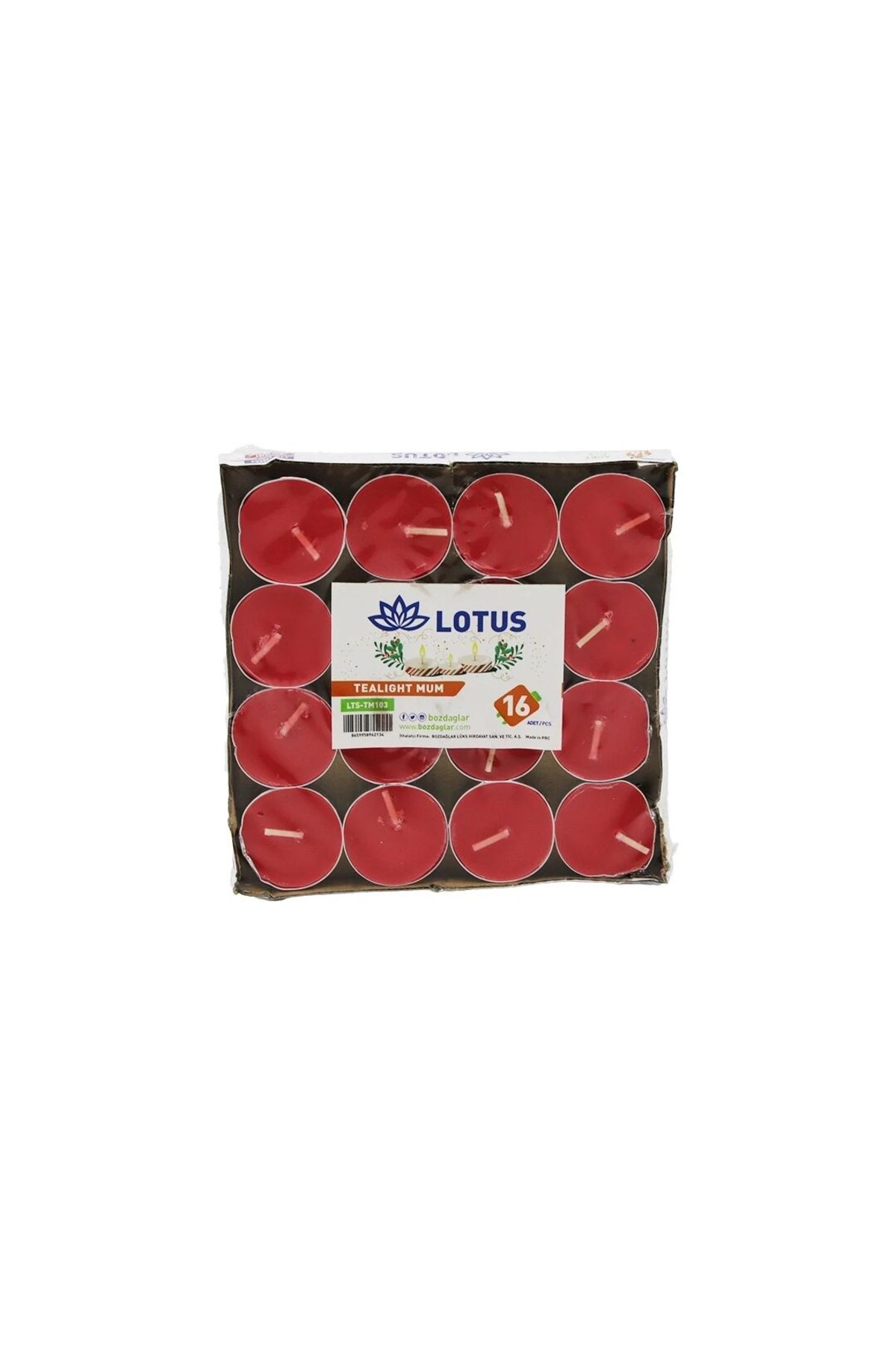 BIGBOYCL 16Pcs Yuvarlak - Kırmızı Tea Light Mum
