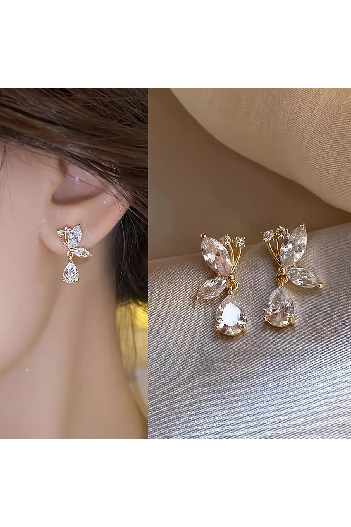 Feron accessories Altın Kaplama Taşlı Figürlü Kadın Küpe KP-101