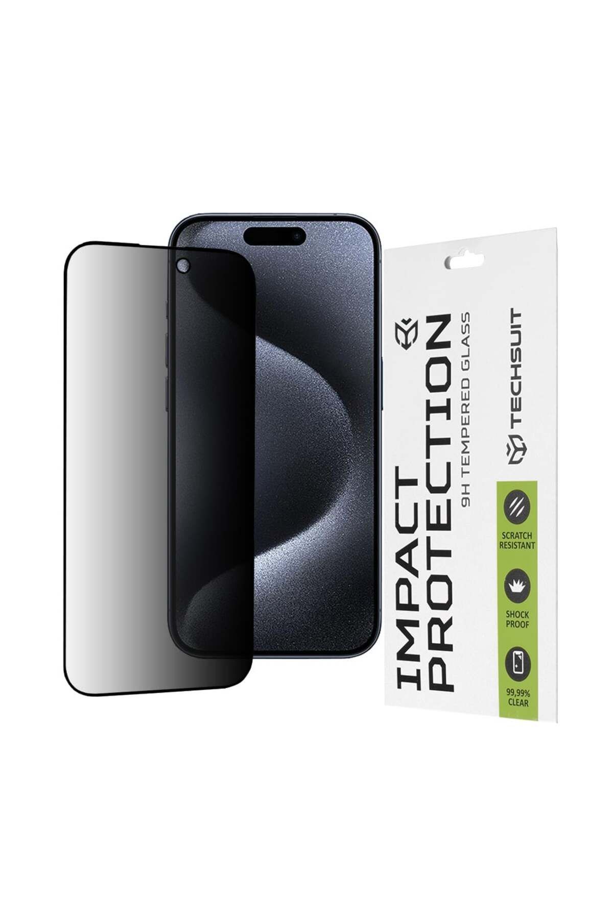 Techsuit-Protector de ecran pentru iPhone 15 Pro - Techsuit 111D Privacy Full Glue - Negru 1