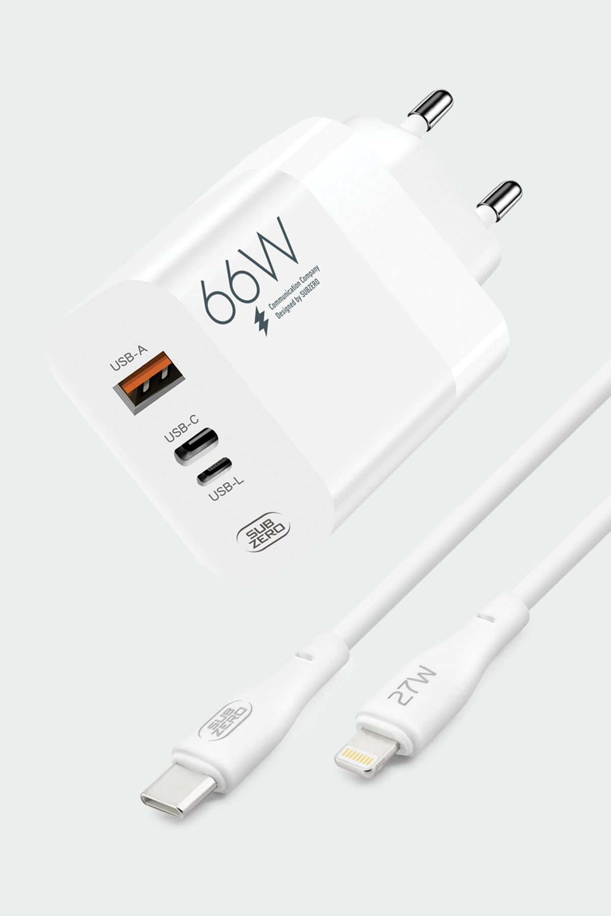 Alışveriş Express SG90 66W USB+PD+Ligtning + Type-C to Lightning Kablo Turbo Hızlı Şarj Cihazı Seti
