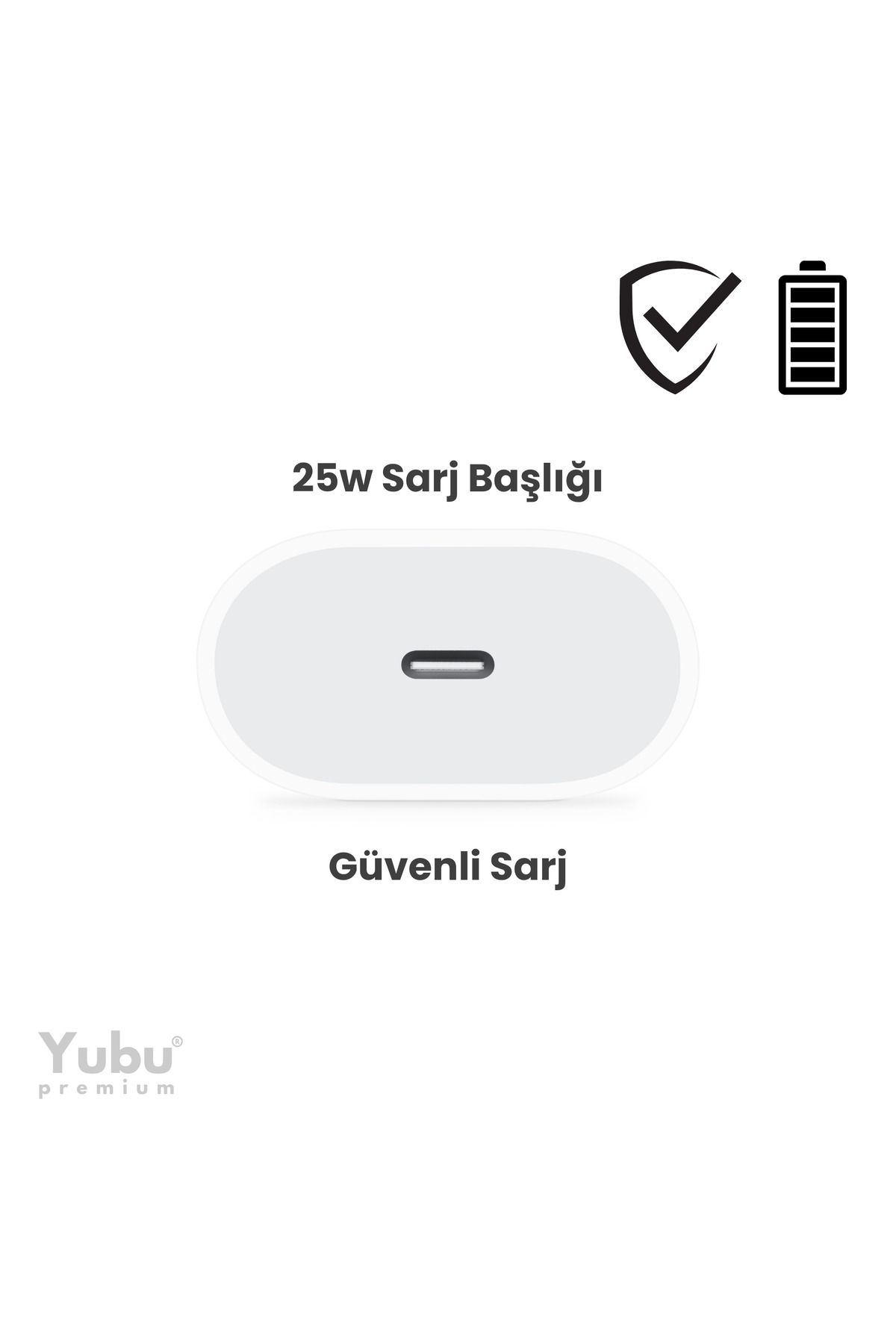 yubu 25W USB-C Çıkışlı Hızlı Sarj Güç Adaptörü Tüm Modeller ile Uyumlu