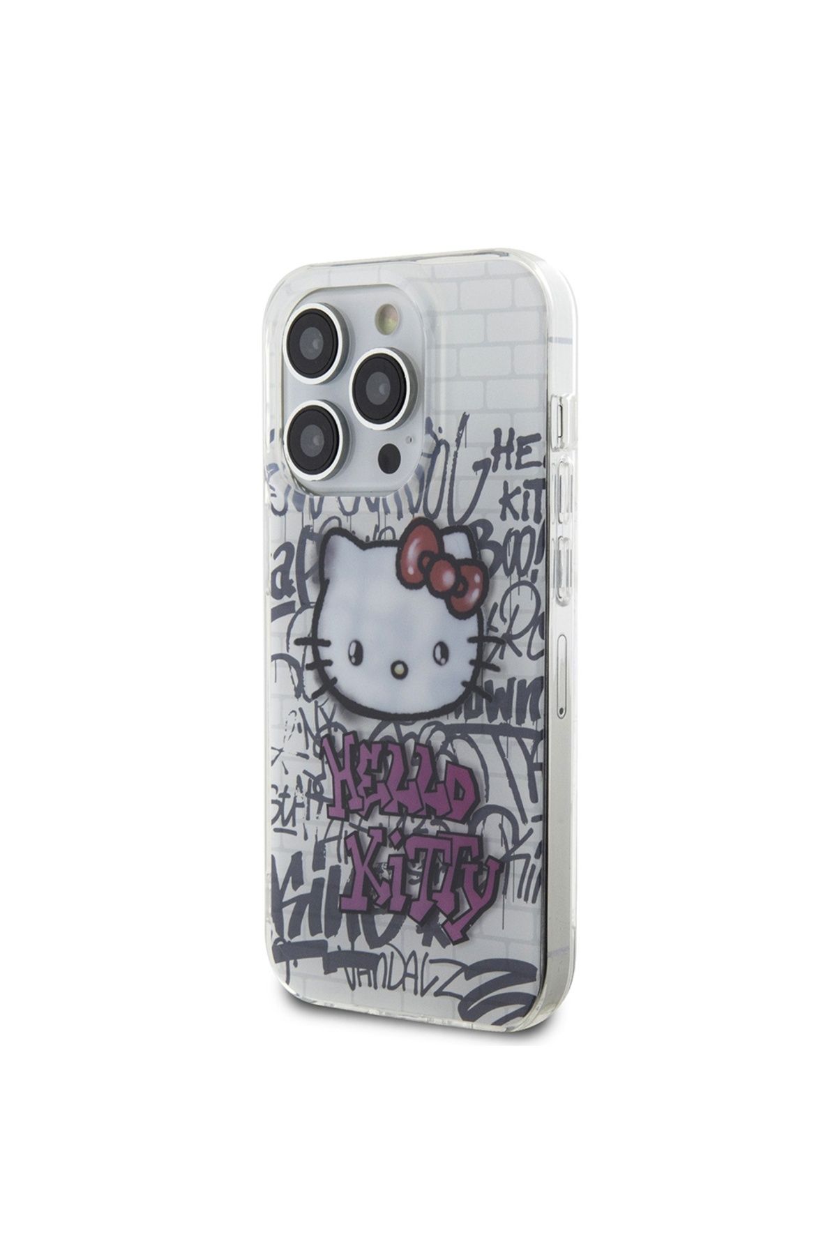 Hello Kitty-Case for iPhone 15 Pro - Hello Kitty Hardcase IML Kitty On Bricks Graffiti (HKHCP15LHDGPHT) - White 5
