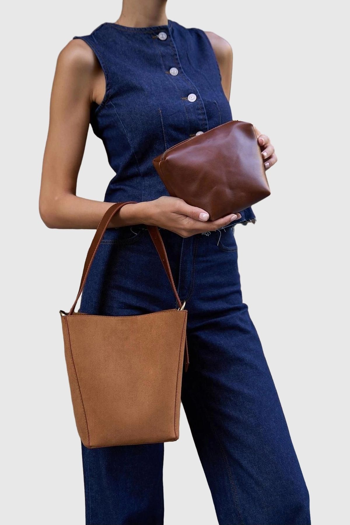 PayBuy Askı Detaylı Minimalist Tasarımlı Kadın El ve Omuz Kullanımlı Geniş Hacimli Çanta