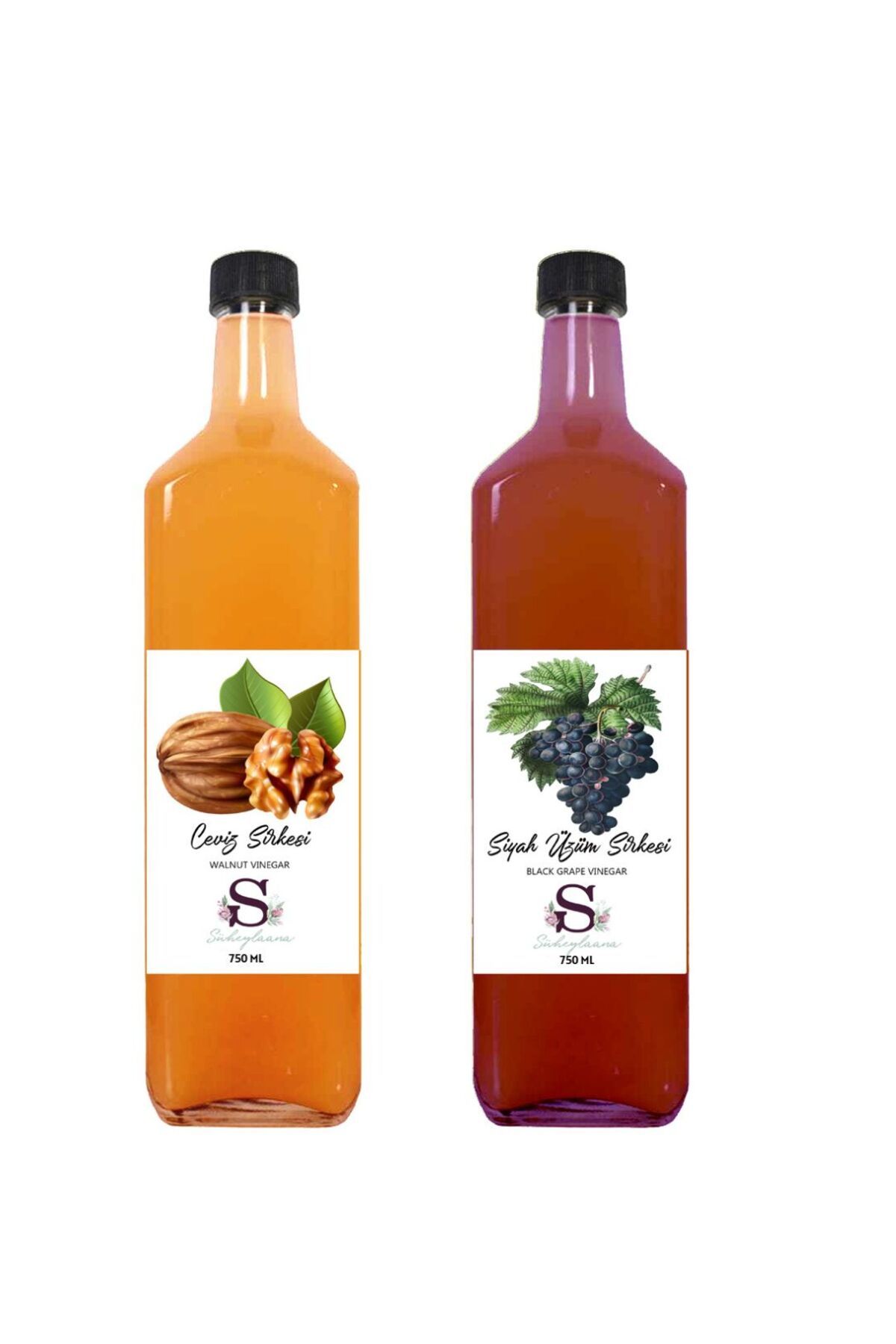 Süheylaana Doğal Ceviz Sirkesi 750 Ml - Doğal Siyah Üzüm Sirkesi 750 Ml