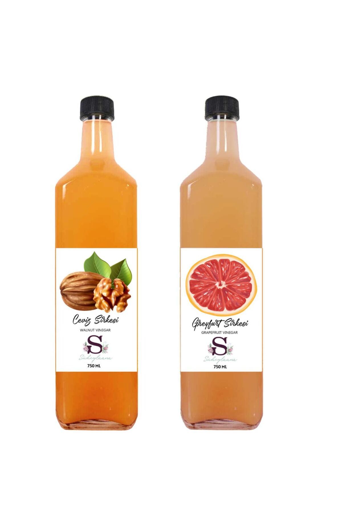 Süheylaana Doğal Ceviz Sirkesi 750 Ml - Doğal Greyfurt Sirkesi 750 Ml