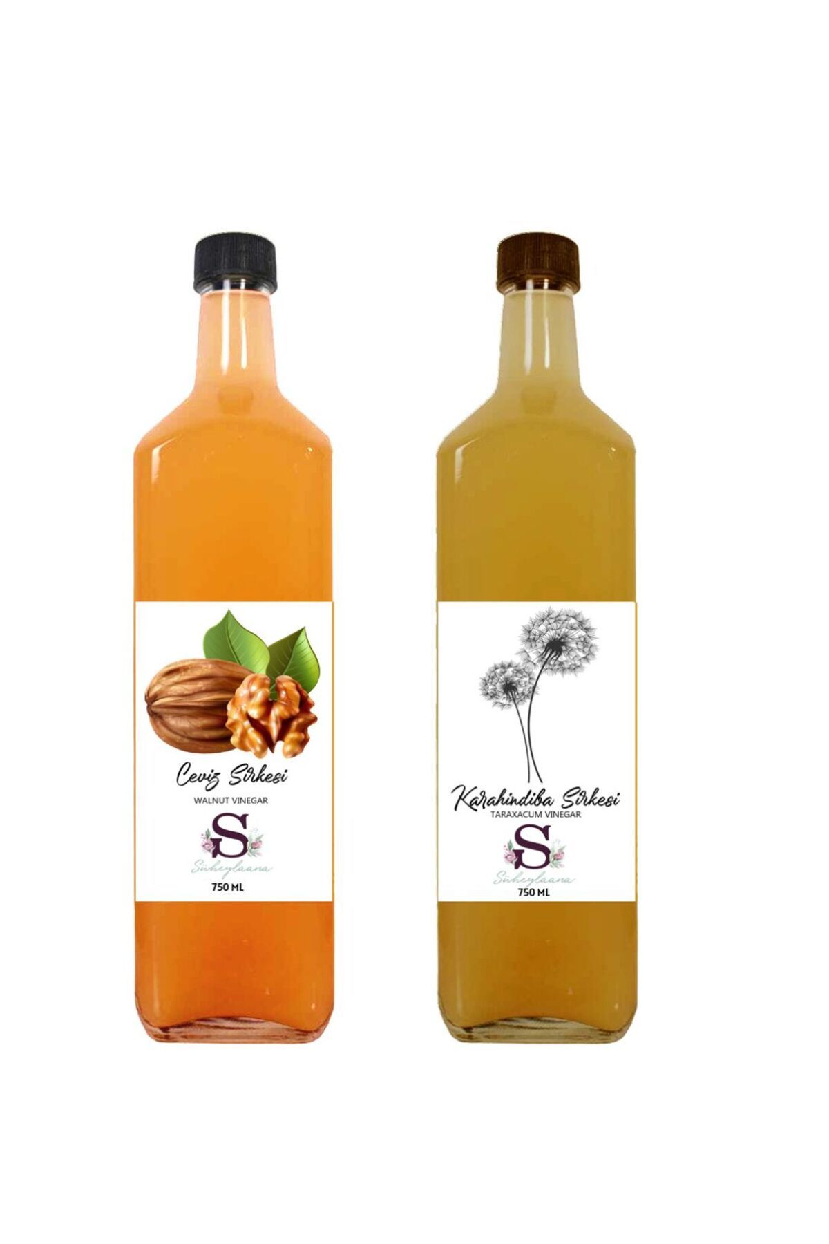 Süheylaana Doğal Ceviz Sirkesi 750 Ml - Doğal Karahindiba Sirkesi 750 Ml