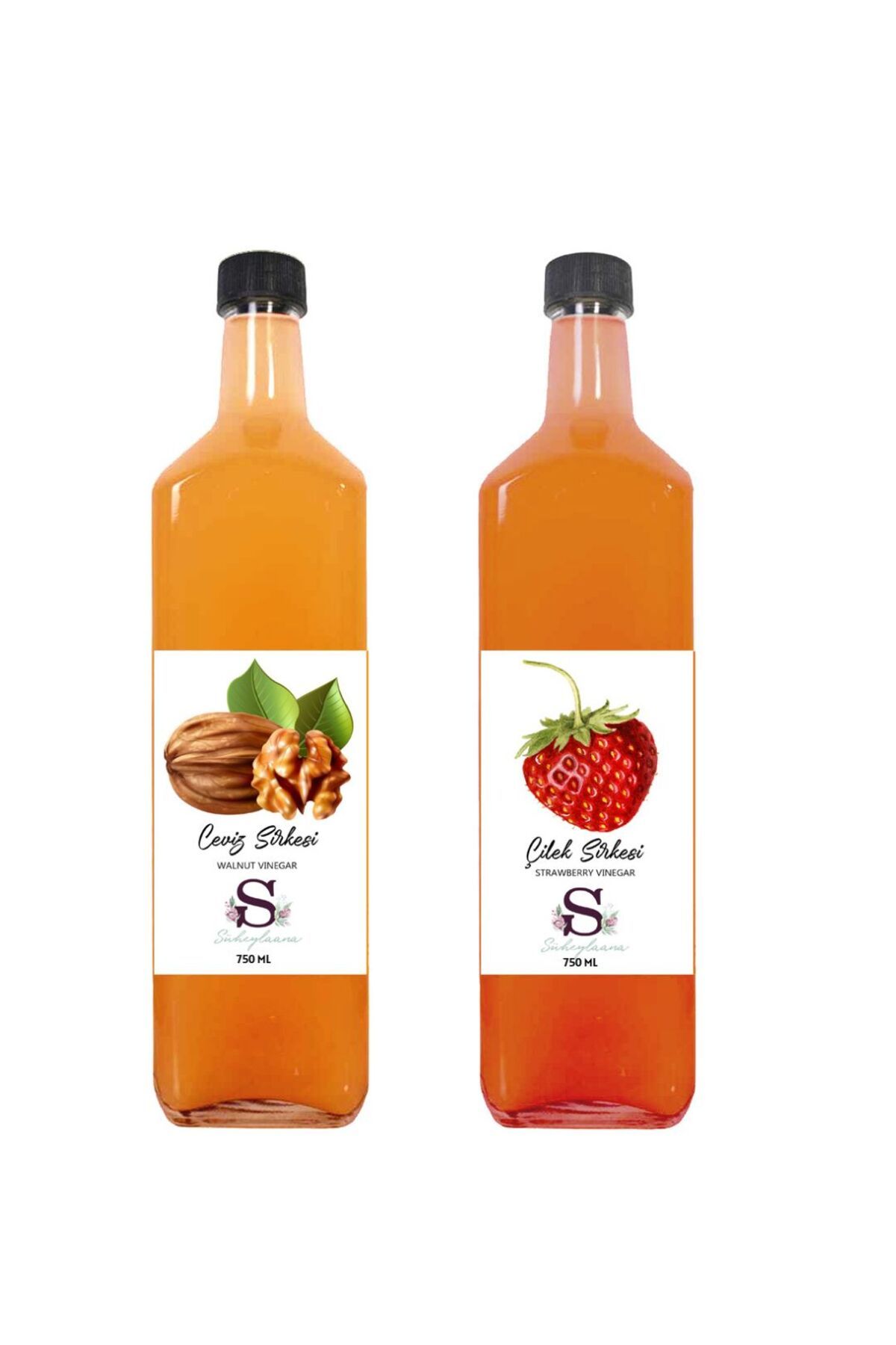 Süheylaana Doğal Ceviz Sirkesi 750 Ml - Doğal Çilek Sirkesi 750 Ml