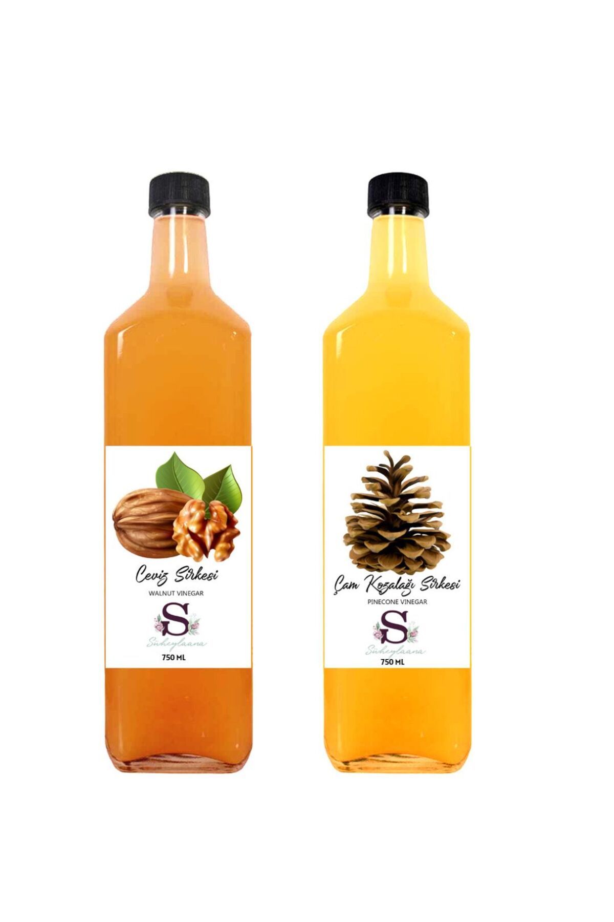 Süheylaana Doğal Ceviz Sirkesi 750 Ml - Doğal Çam Kozalağı Sirkesi 750 Ml