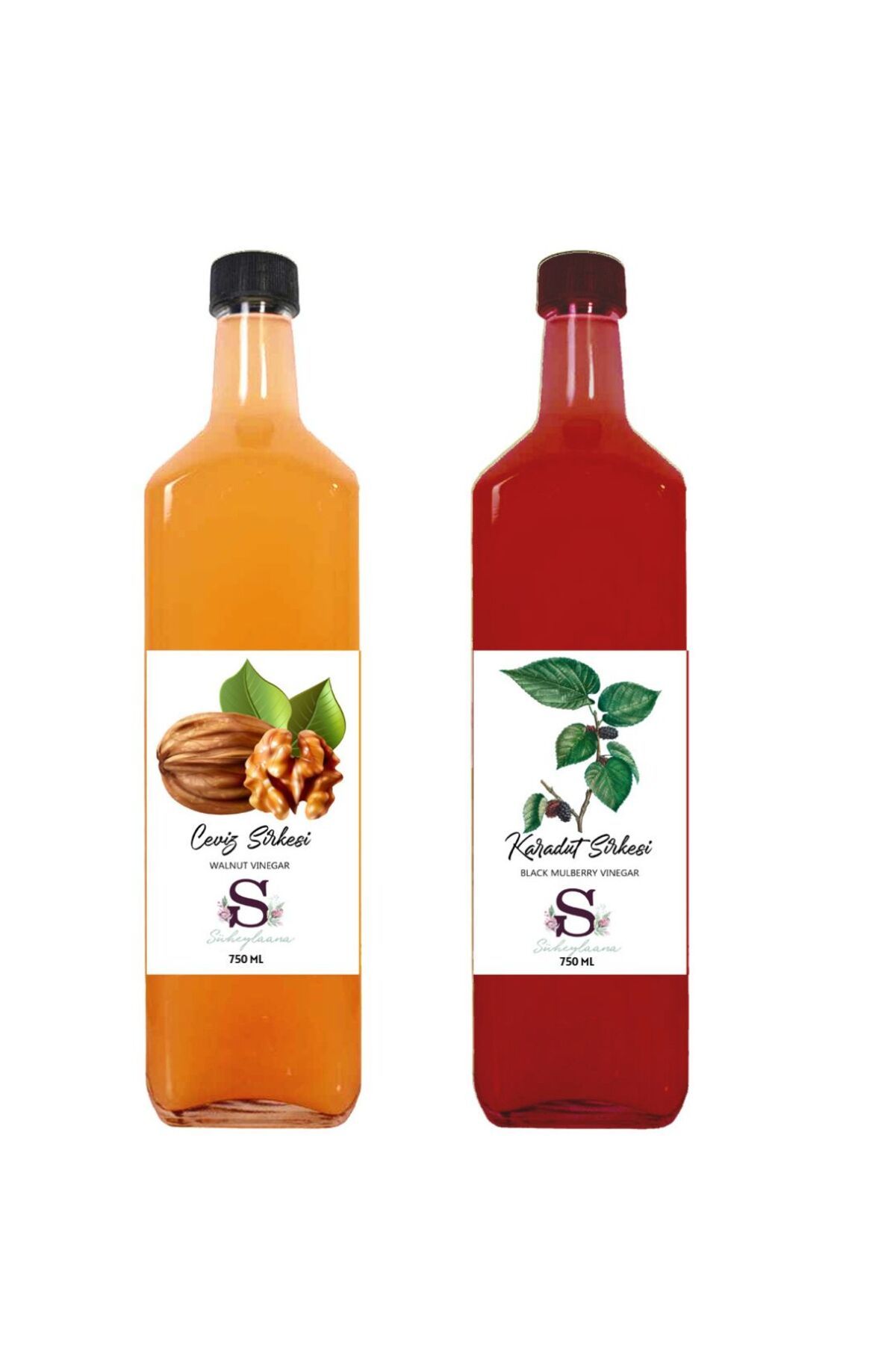 Süheylaana Doğal Ceviz Sirkesi 750 Ml - Doğal Karadut Sirkesi 750 Ml