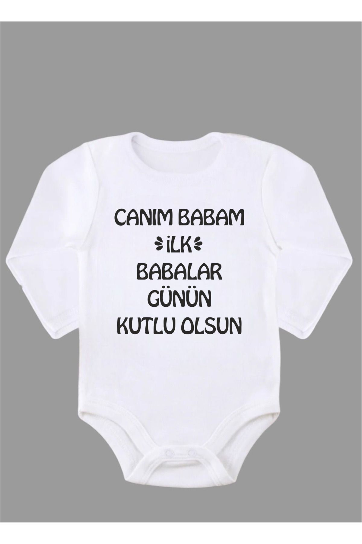 Outdoor One %100 Pamuklu Organik Babalar Günün Kutlu Olsun Bebek Body Uzun Kollu