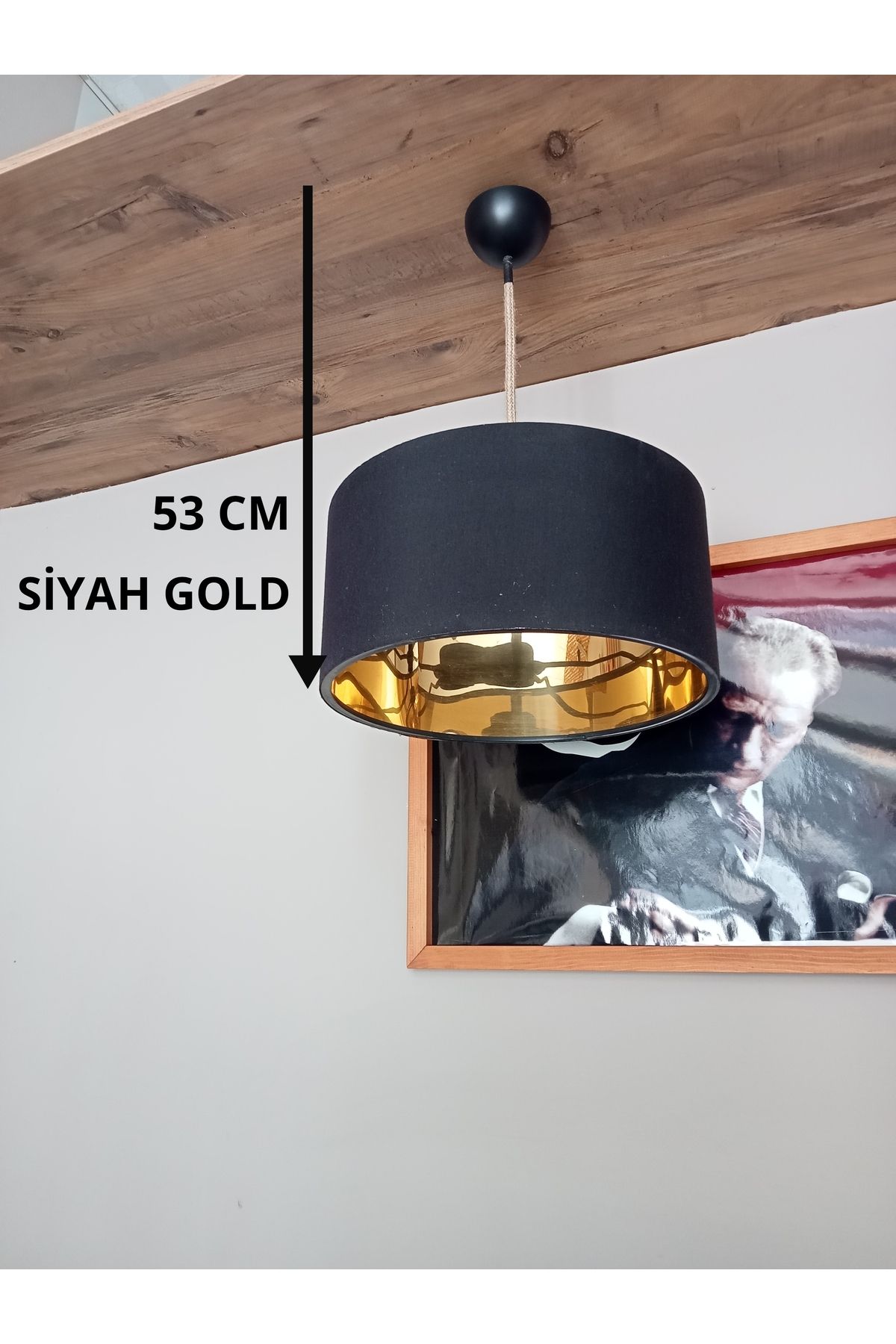 Balsa Dekor AVİZE-SİYAH GOLD- JÜT ÖRGÜ KABLO-YEDEK BAŞLIK-YATAK ODASI-SALON