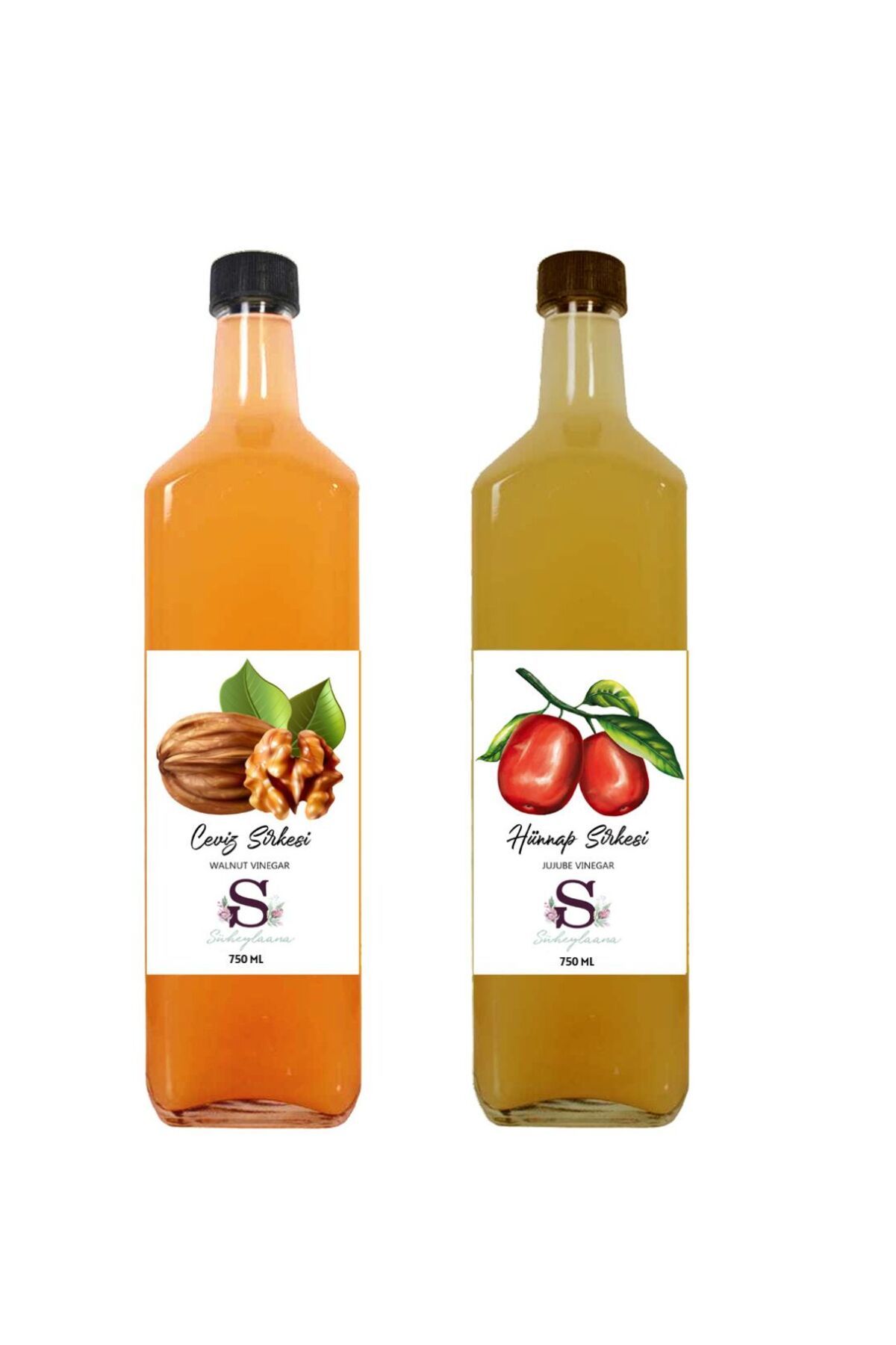 Süheylaana Doğal Ceviz Sirkesi 750 Ml - Doğal Hünnap Sirkesi 750 Ml