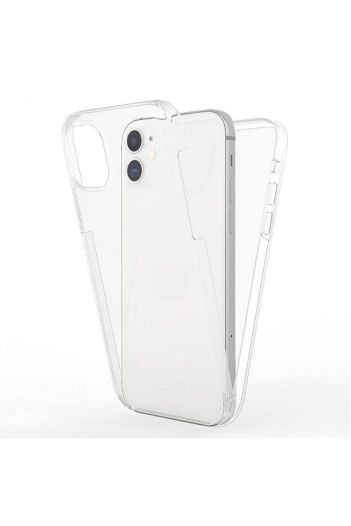 TezMax Apple iPhone 11 Uyumlu 360° Ön Arka Tam Koruyucu Şeffaf Silikon Full Body Kılıf
