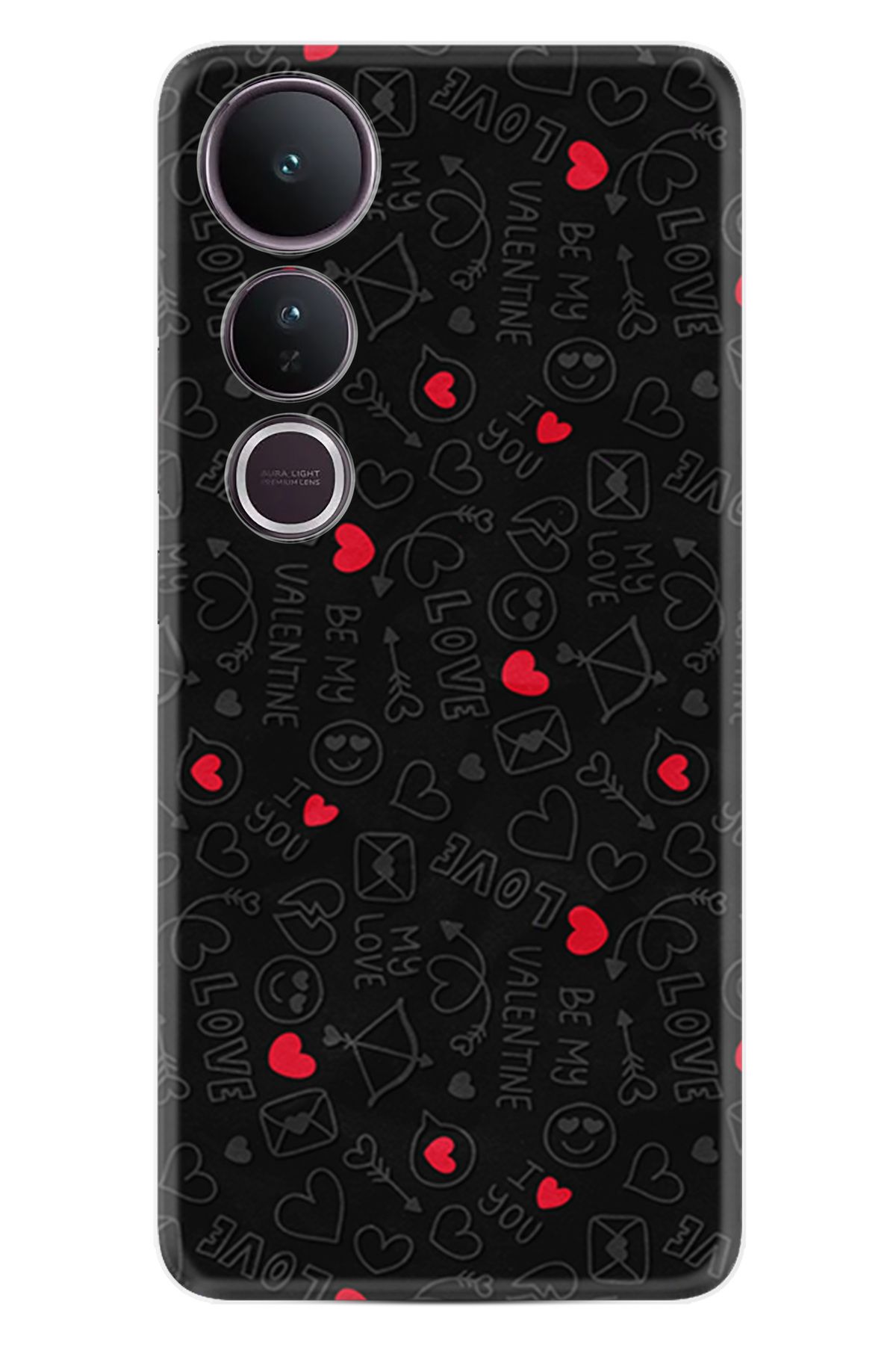 Kılıfland Vivo V50 Lite Kılıf Boutique Baskılı Resimli Siyah Kalp ve Ok Pcode -064
