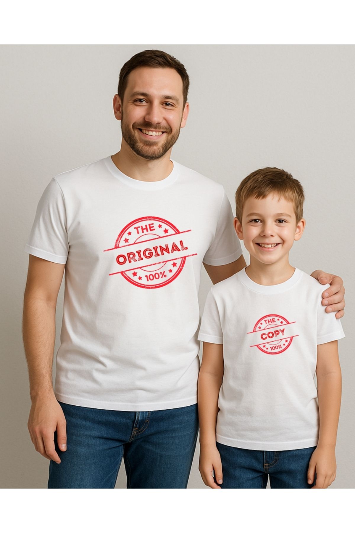 Qool Collection Baba-Oğul Kombin Tişört Seti – The Original & The Copy Tasarımı