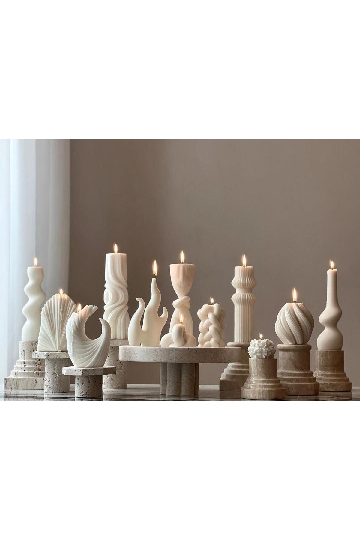 SCA CANDLE Dekoratif Mum 11 parça kırkık Beyaz Renk