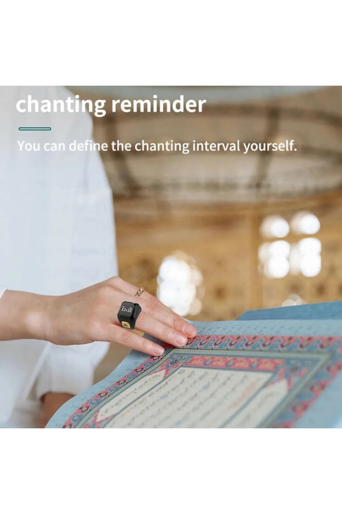 BSTWSH-Zikr Ring Smart Ring with Vibration Reminder Tasbih Counter and Bluetooth Connection (Black) (20mm) 4