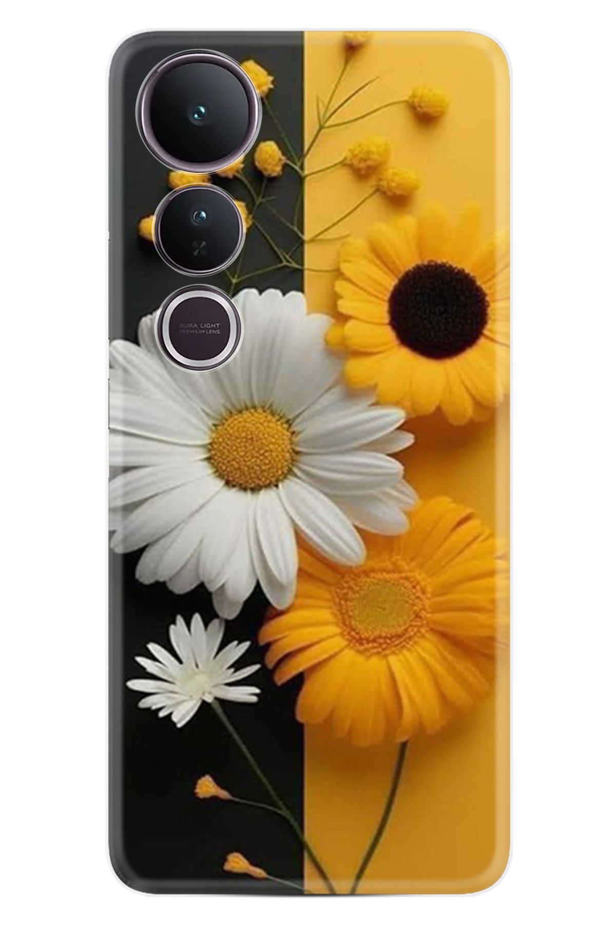 Kılıfland Vivo V50 Lite Kılıf Boutique Baskılı Resimli Sarı Beyaz Çiçek Pcode -044