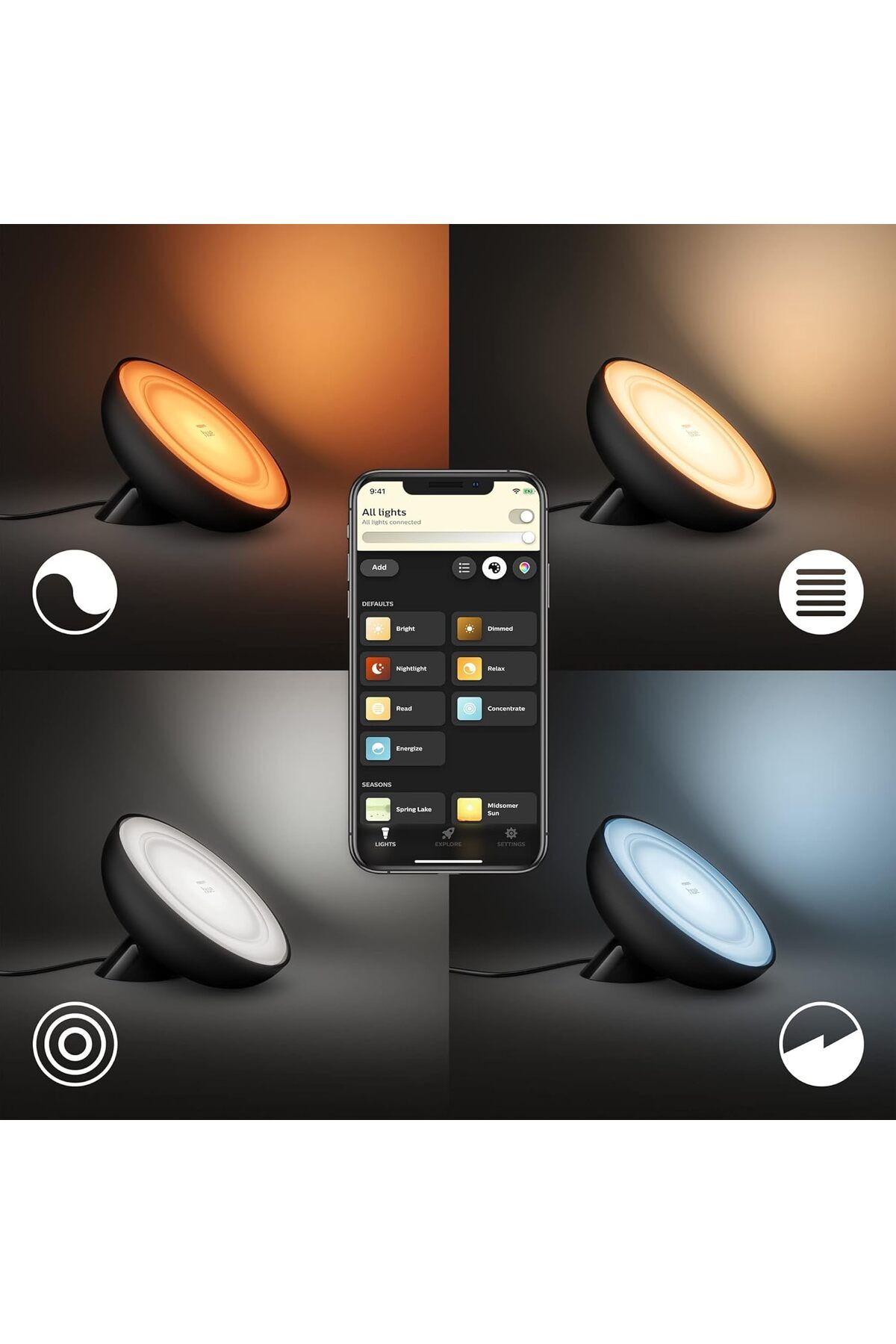 Philips Hue-Smart LED Table Lamp [Black] with Bluetooth compatible with Alexa and Google Assistant 9