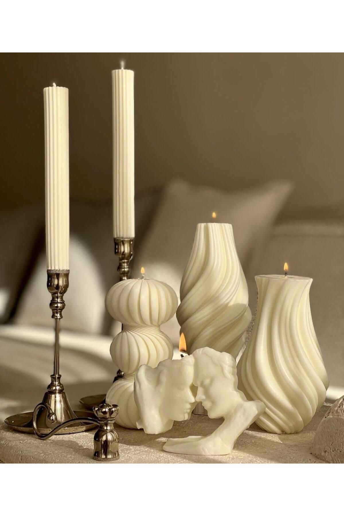 SCA CANDLE Büyük Vazo +Küçük Vazo +üçlü top model mum +Sevgililer model +şamdanlık mum toplam 6 parça