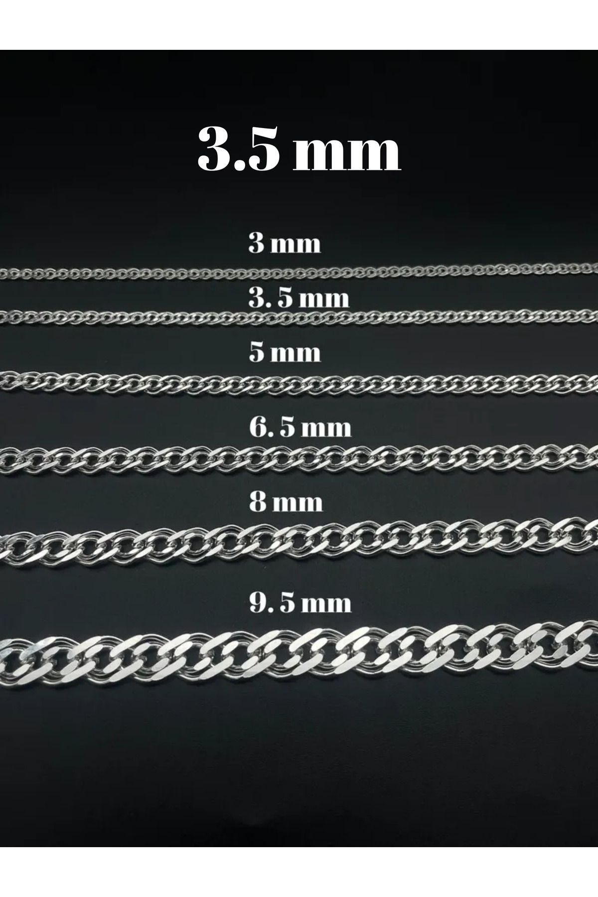Parlak Gümüş 3 mm Rambo Erkek 925 Ayar Gümüş Kolye