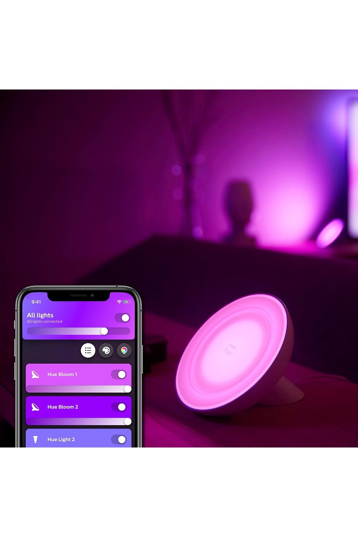 Philips Hue-Smart LED Table Lamp [Black] with Bluetooth compatible with Alexa and Google Assistant 3