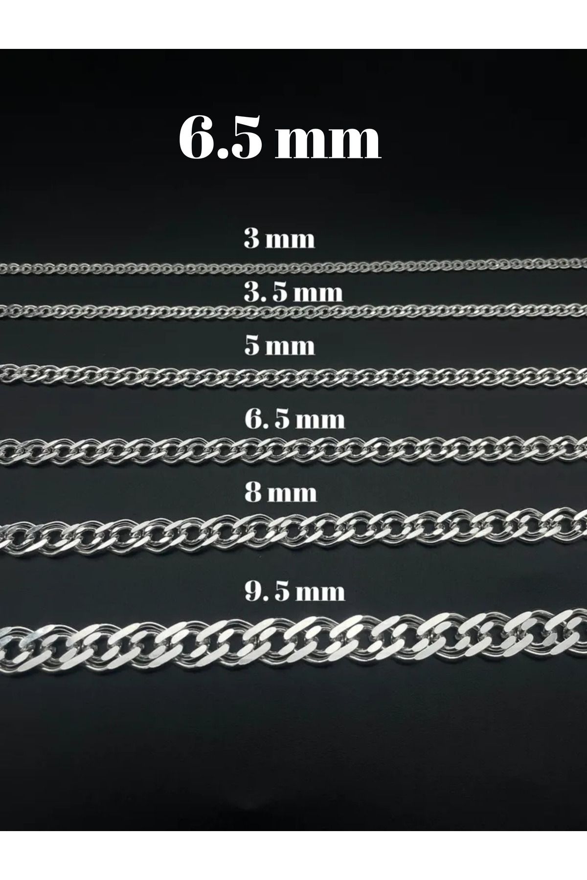 Parlak Gümüş 3 mm Rambo Erkek 925 Ayar Gümüş Kolye