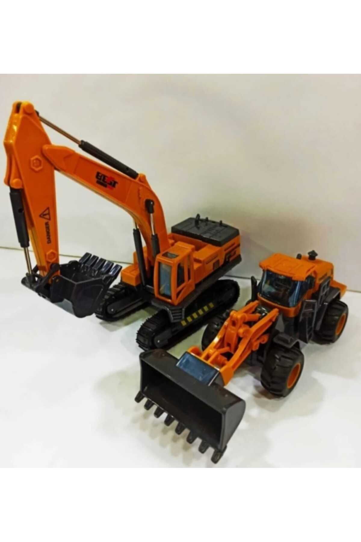 berattoys 2'li iş makinaları ekskavatör kepçe dozer iş araçları inşaat set kırılmaz kaliteli plastik
