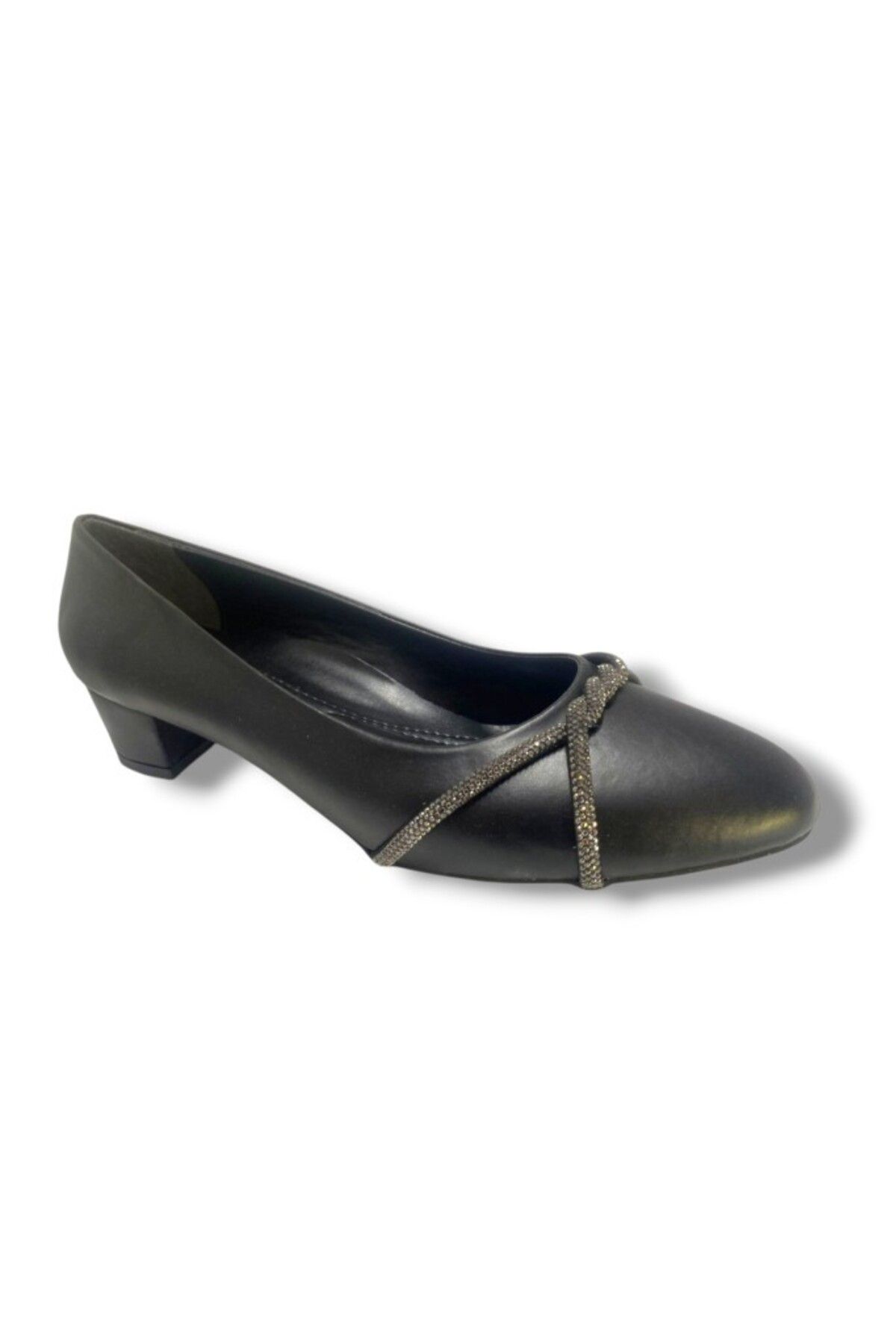 C shoes C-Shoes TR35-25 Deri Taşlı Kalın Topuk Kadın Ayakkabı 41-42