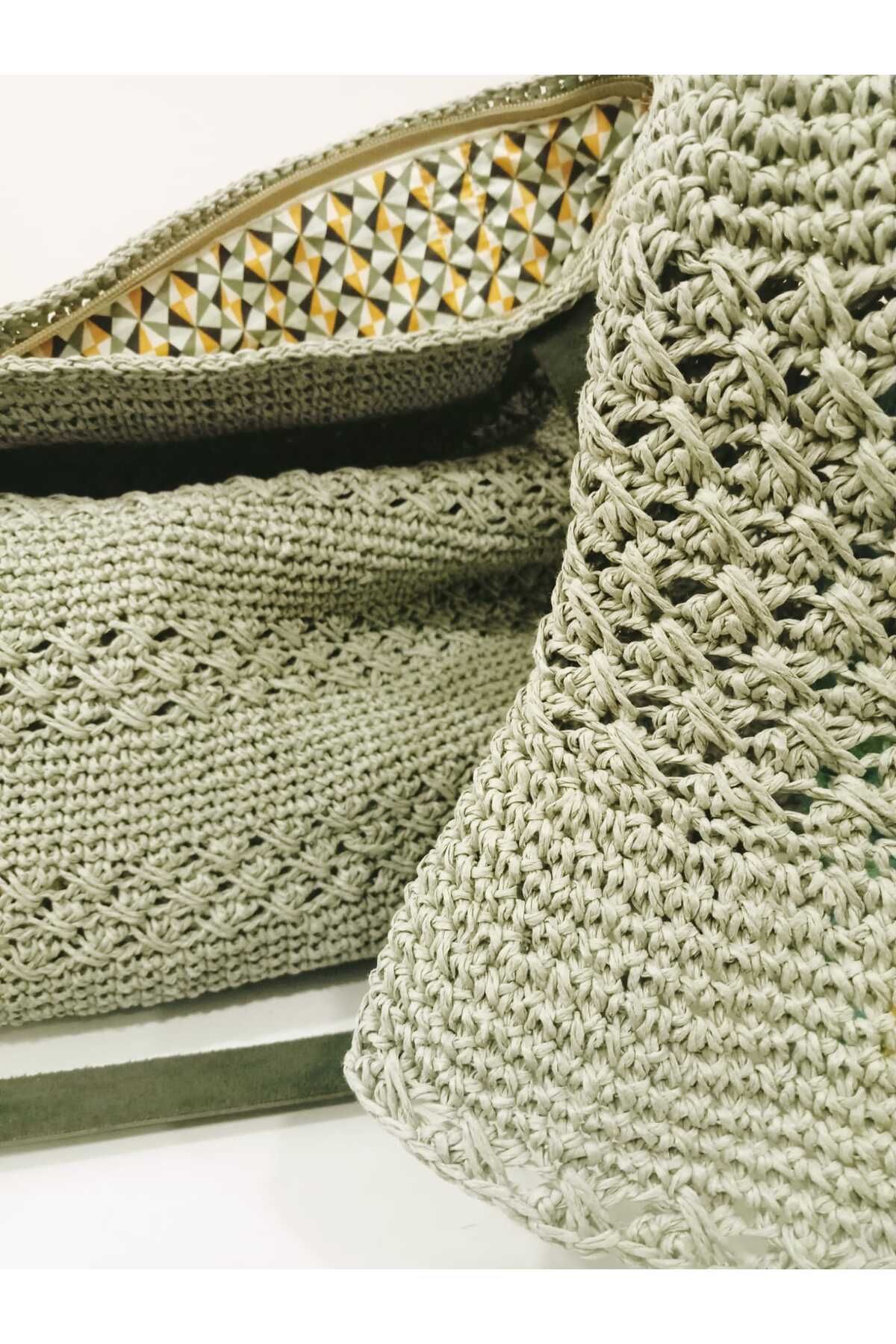 MODA Mint Yeşili Plaj Çantası-Şapka Takımı