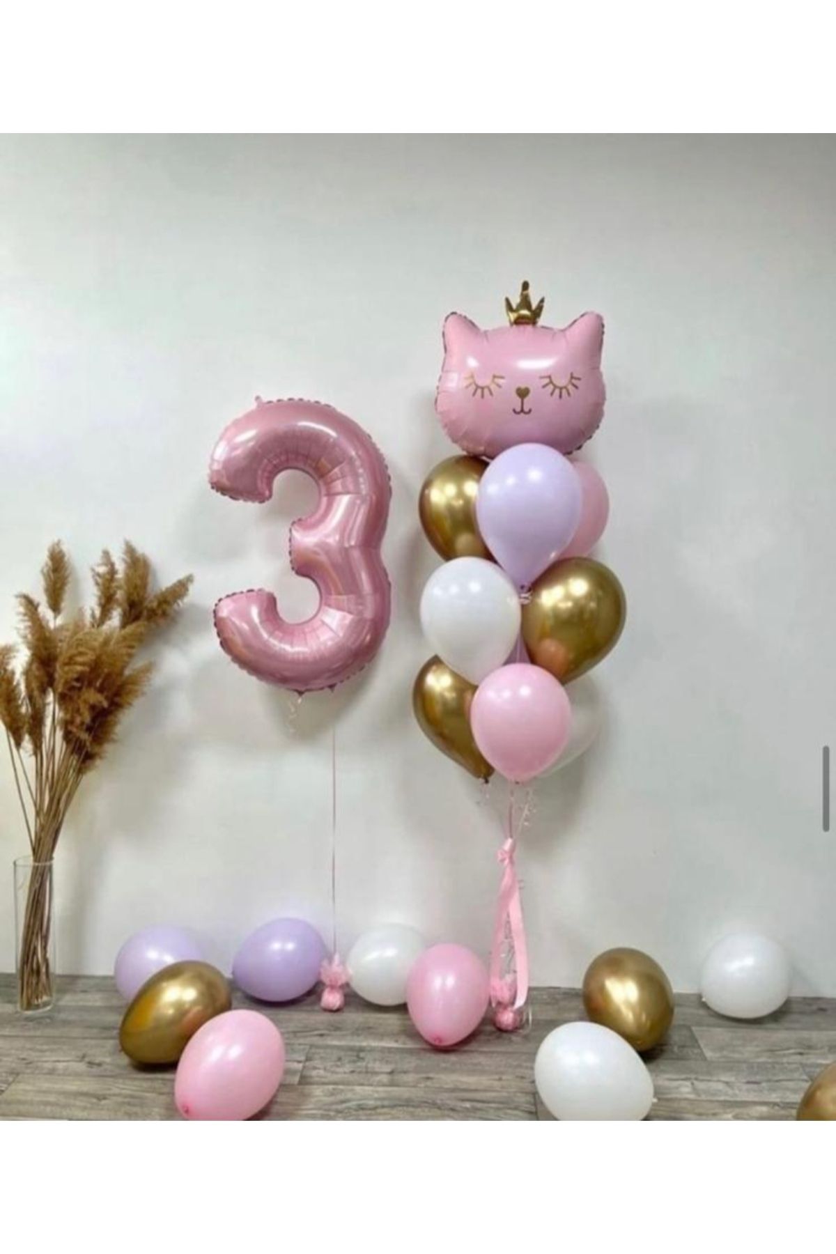 SİNDA Pembe Taçlı Kedi Seti - Doğum Günü Konsepti