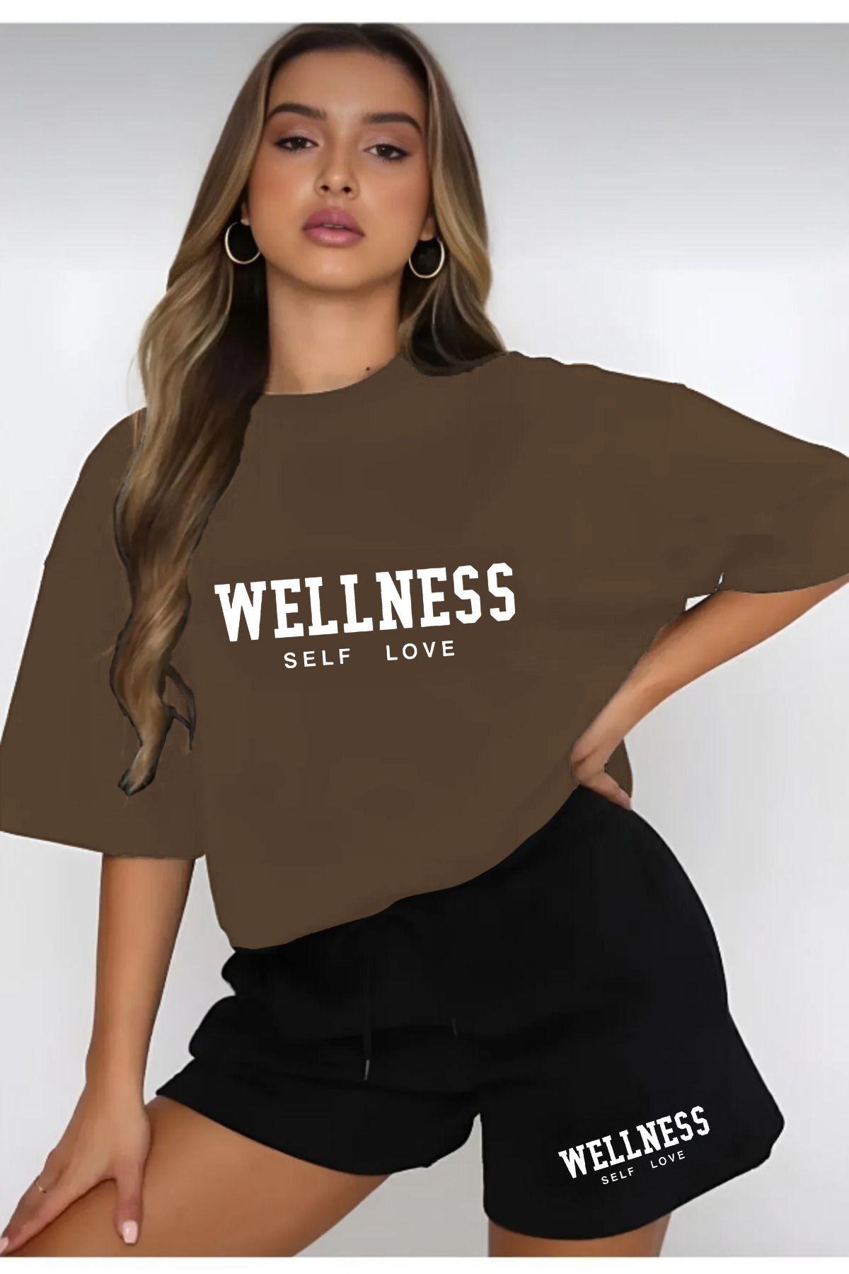 ModaSphere WELLNESS Baskılı Şort ve Tişört Takımı