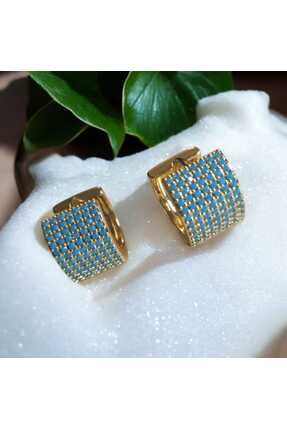 Fundéa Jewelry Azure Dream Altın Kaplama Çelik Kadın Küpe (Turkuaz Zirkon Taş...