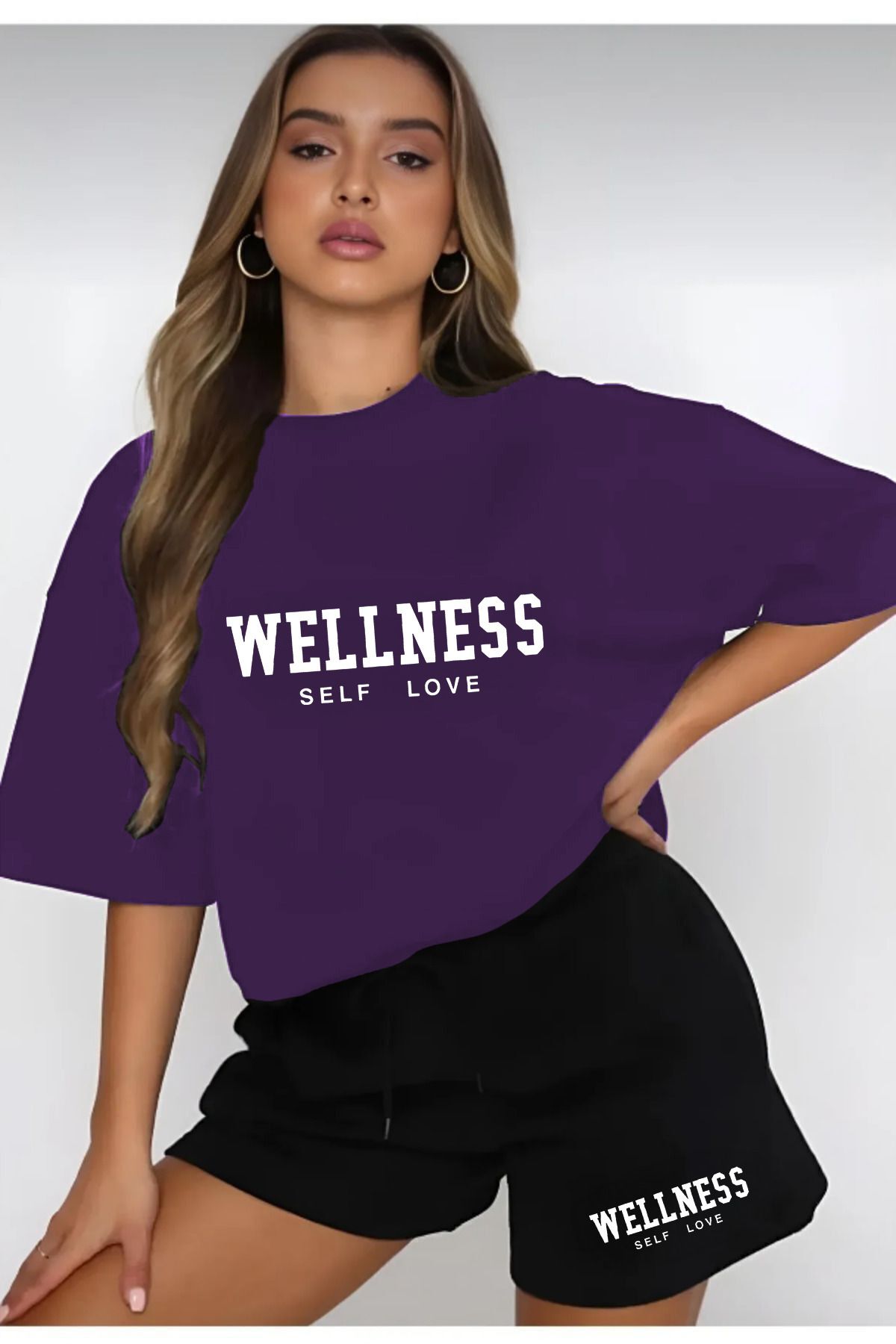 ModaSphere WELLNESS Baskılı Şort ve Tişört Takımı