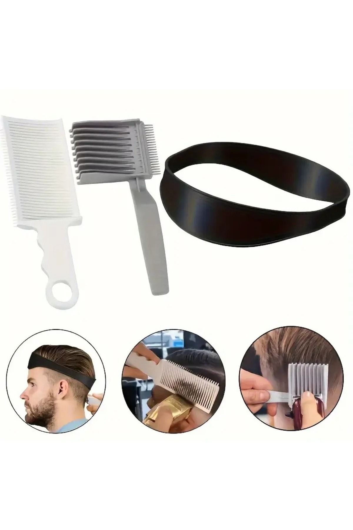FokusPokus Fade Saç Kesim Ense Kılavuzu Tıraş Tarağı Eğik Tarak Seti Erkek için Kuaför Berber Ev Kullanımı DIY