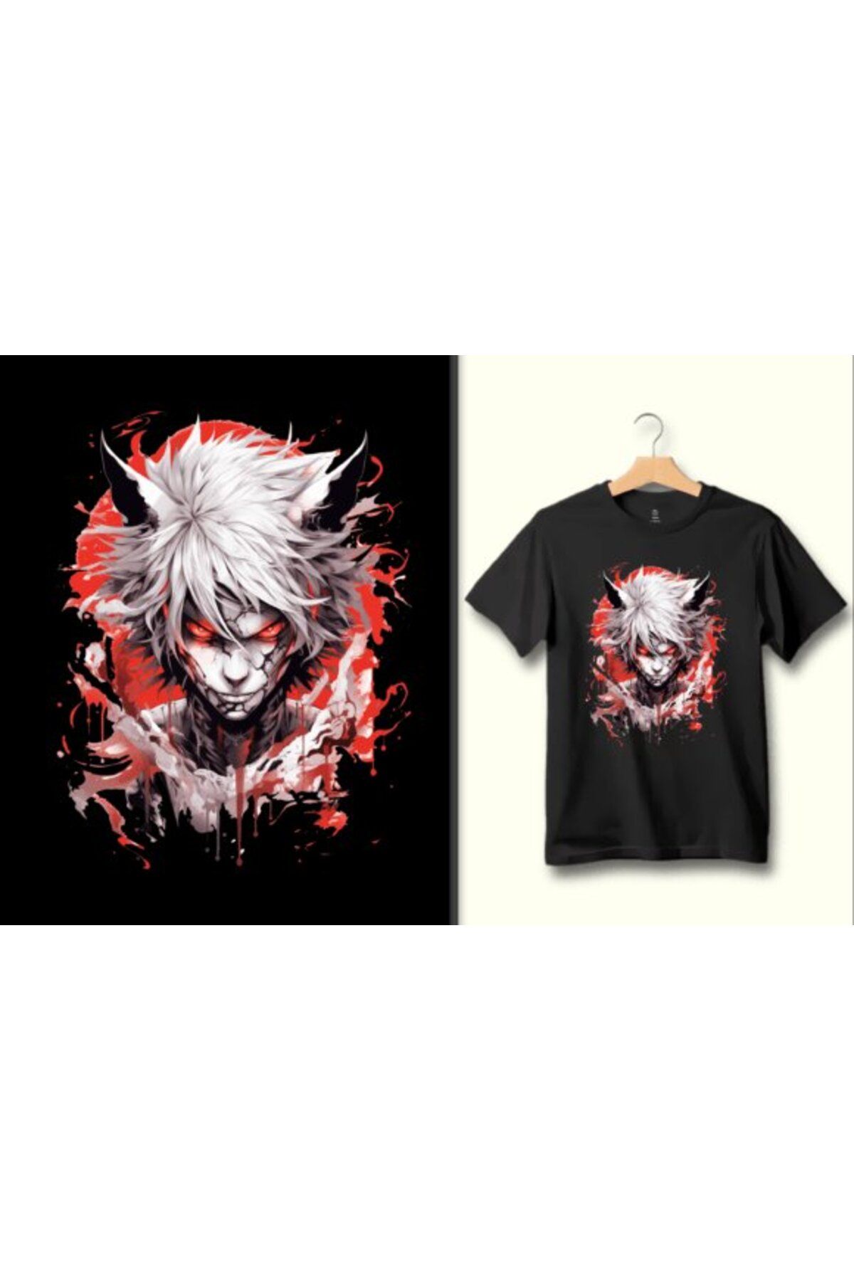 Sister Home Design Anime Demon Kısa kollu bisiklet yaka t-shirt