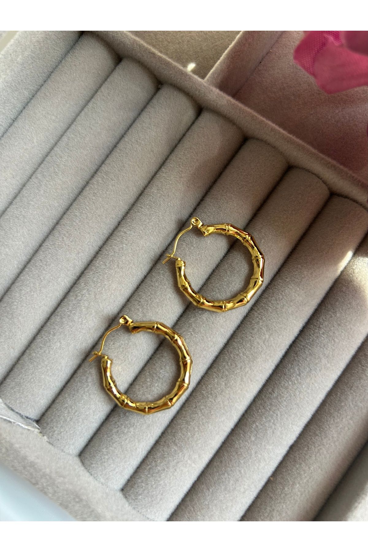 MOONJEWELLERY Kemik Desenli Çelik Halka Küle