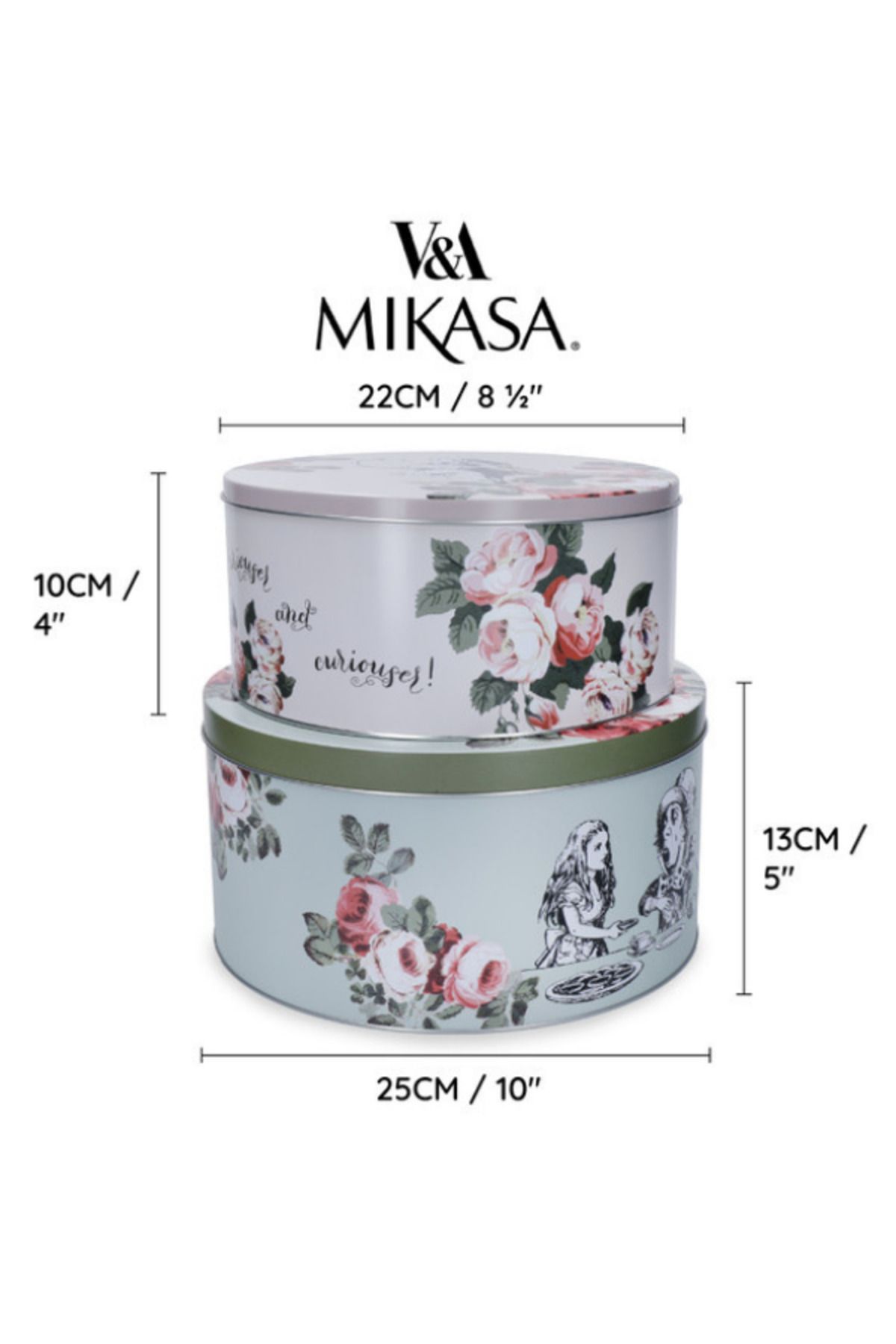 MIKASA-X V&A Alice in Wonderland Tin Cake, Biscuit Storage Container Set of 2 3
