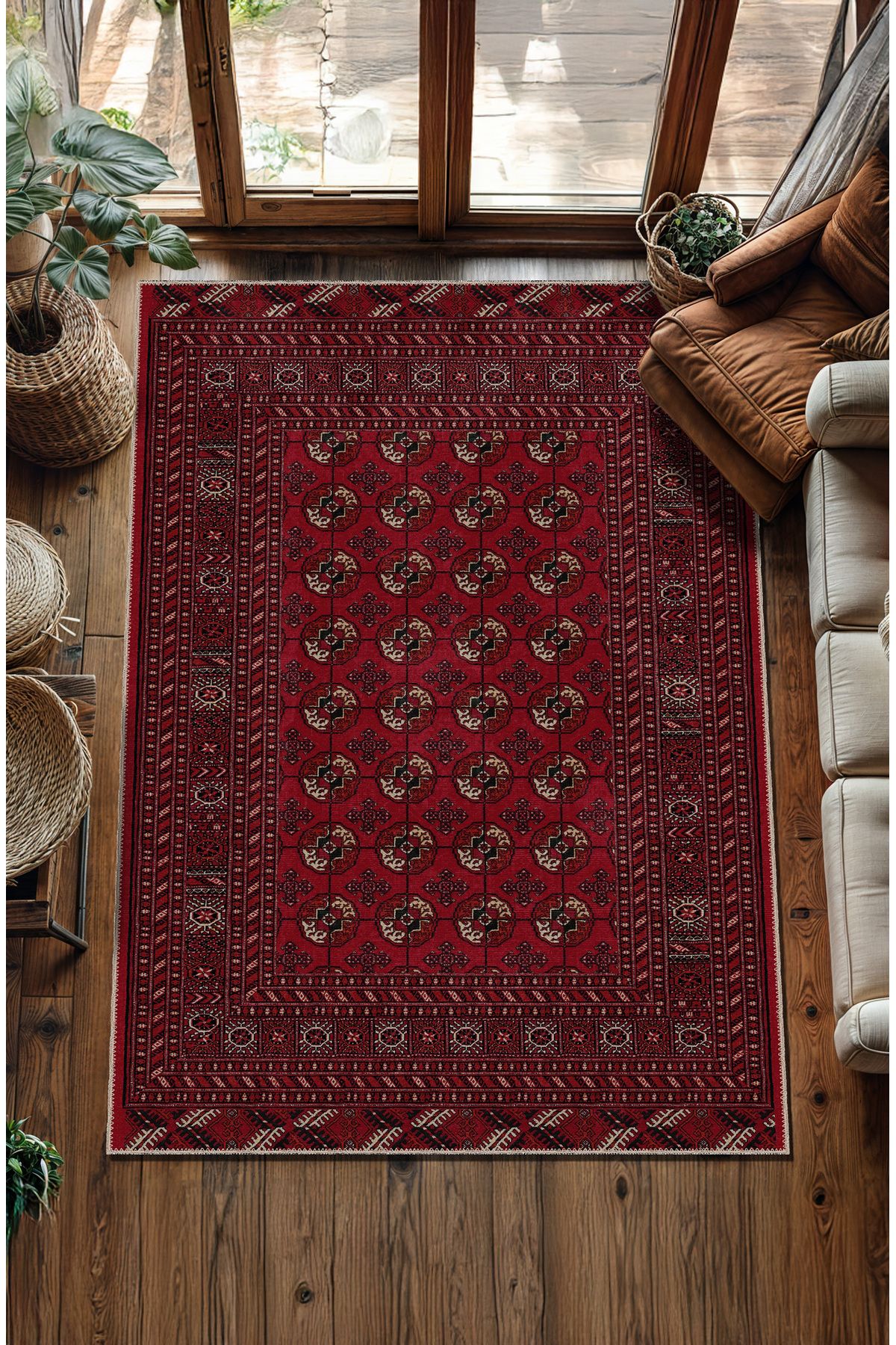 BigArts Home Makinede Yıkanabilir Kaymaz Taban Leke Tutmaz Afgan Salon Halısı Mutfak Halısı ve Yolluk