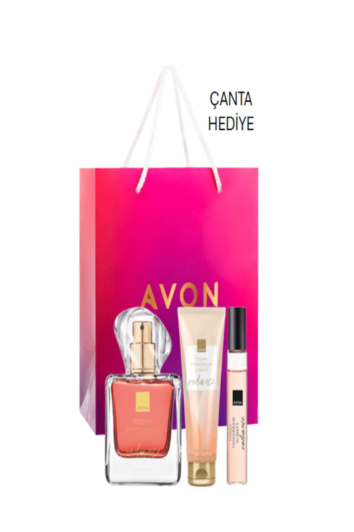 AVON TTA Radiance Kadın Parfüm EDP 50 ml , Vücut Kremi ve Çanta Boyu (3'lü) 1 Adet