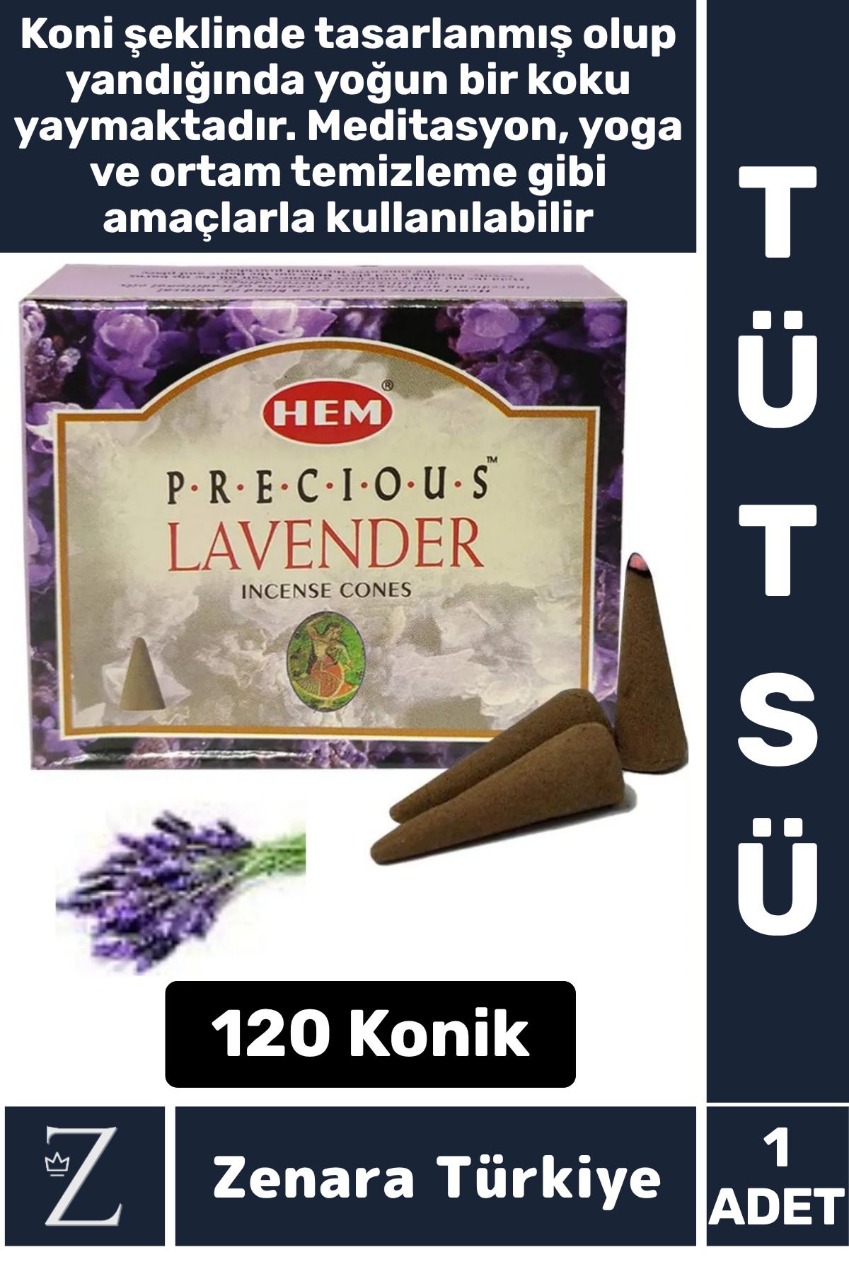 Zenara Rahatlama Arınma Dinginlik Meditasyon Yoga Chakra Pozitif Enerji Hoş Kokulu KONİK TÜTSÜ 120 Adet