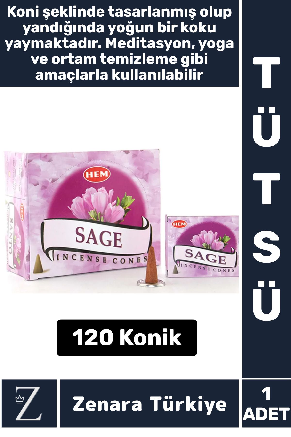 Zenara Rahatlama Arınma Dinginlik Meditasyon Yoga Chakra Pozitif Enerji Hoş Kokulu KONİK TÜTSÜ 120 Adet
