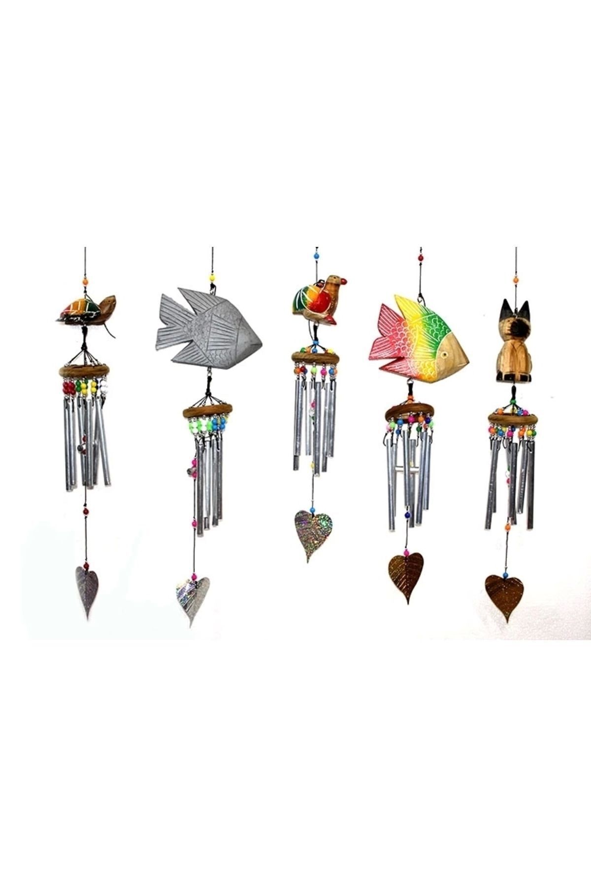 SerenityHaven Üstü Ahşap Altı Metallı Rüzgar Çanı No:1/1