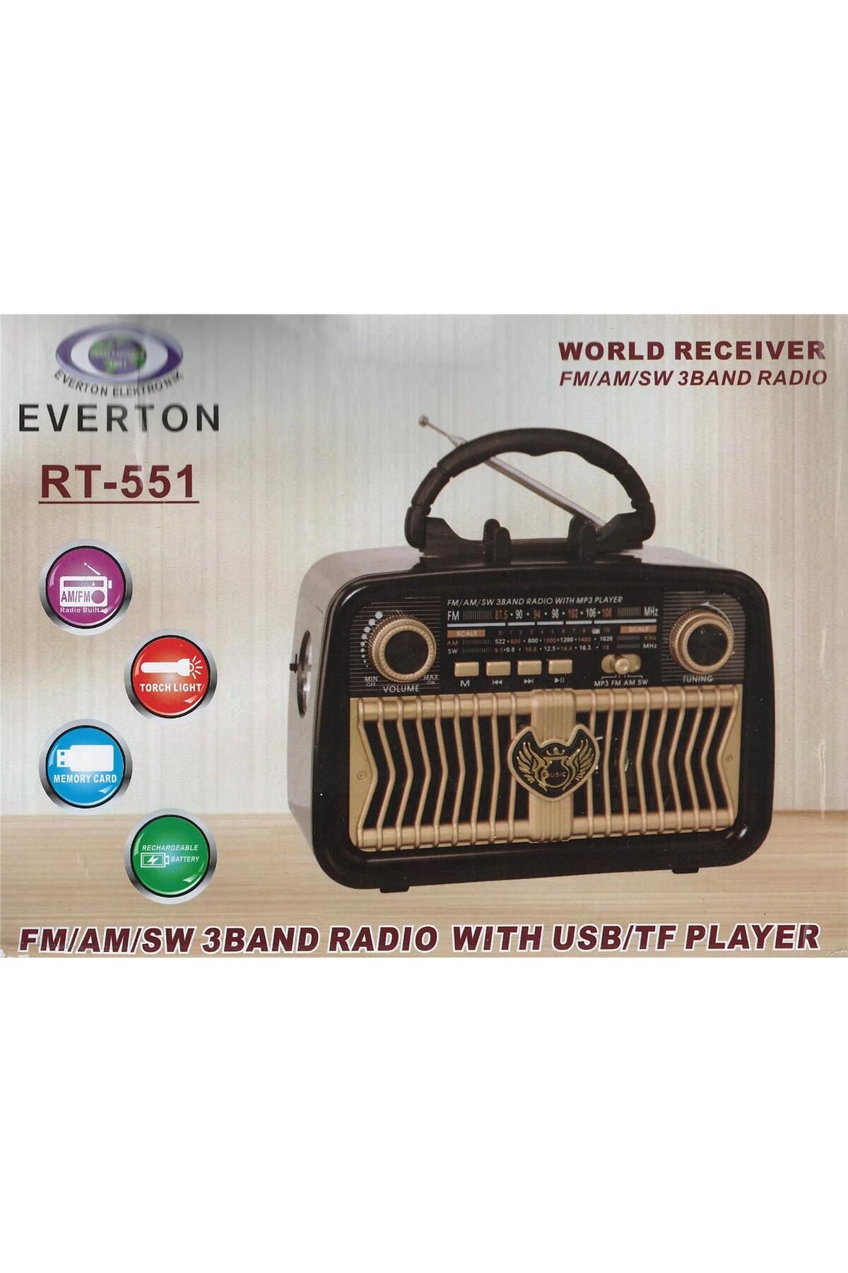 Vobotek Teknoloji Everton Rt-551 Bluetooth Fm-Usb-Tf-Aux Şarjlı Nostaljik Radyo