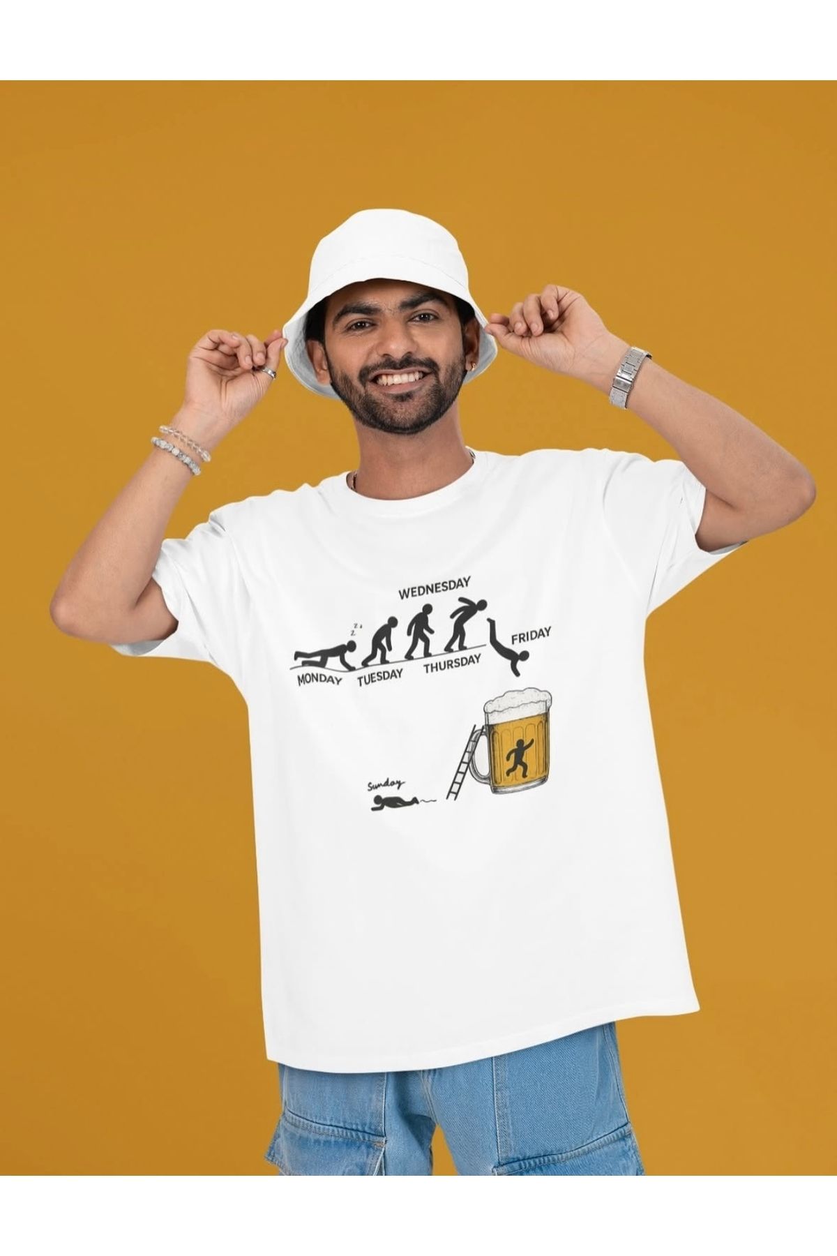 ABAS T-shirt pamuklu gün temalı baskı tarz tişört